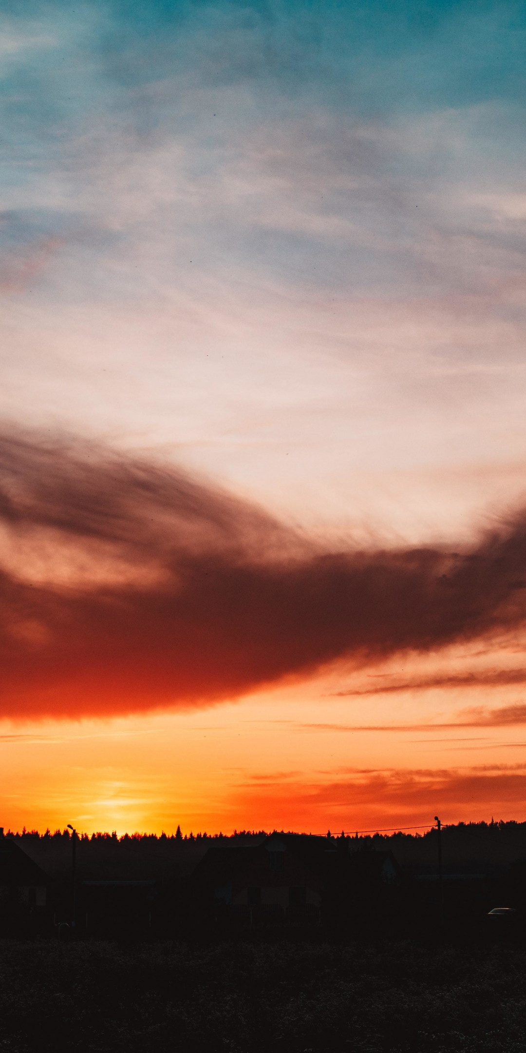Clouds, nature, sky, sunset, afterglow, 1080x2160 wallpaper