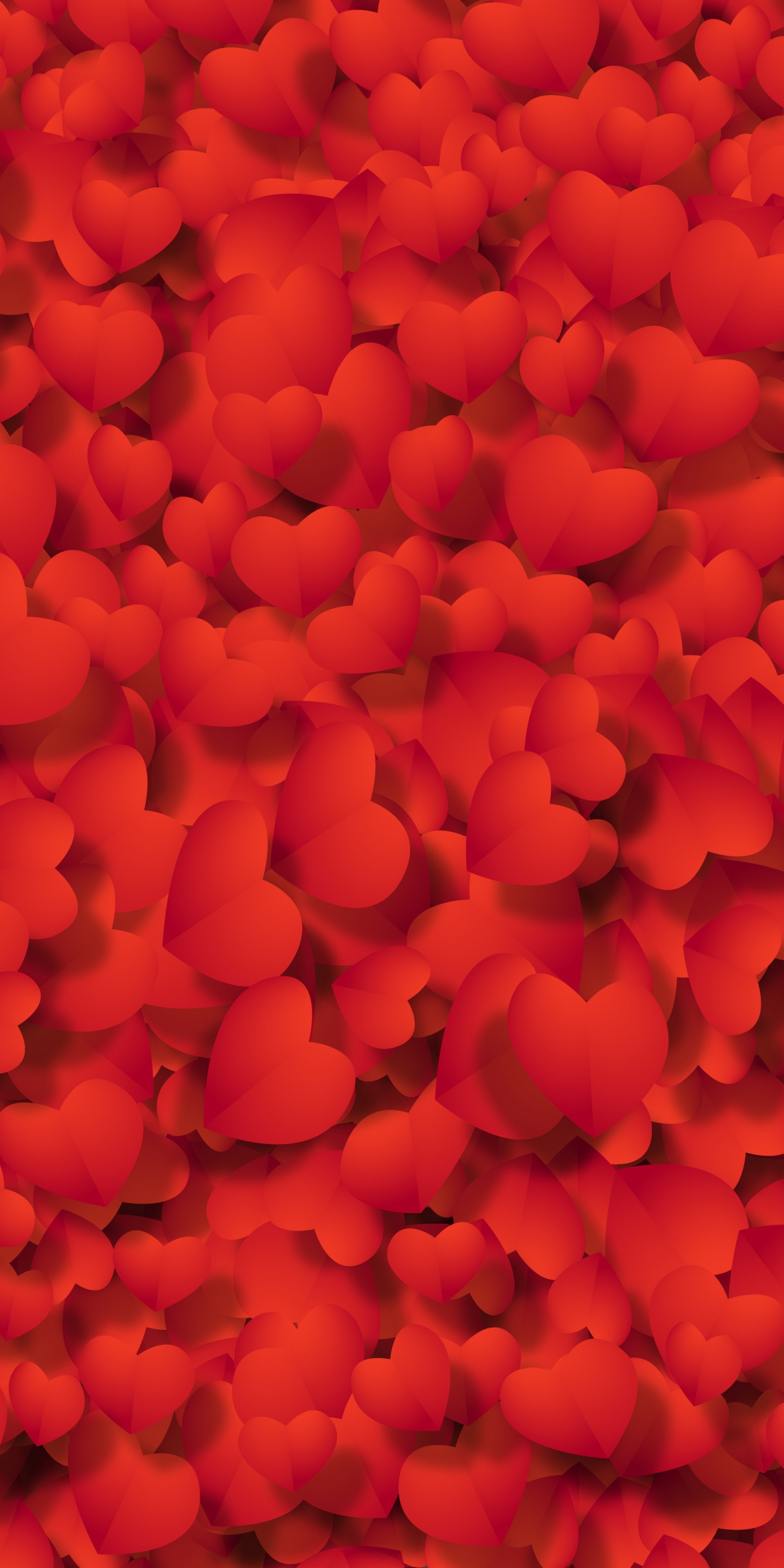 Red hearts, shape, abstract, love, 1080x2160 wallpaper