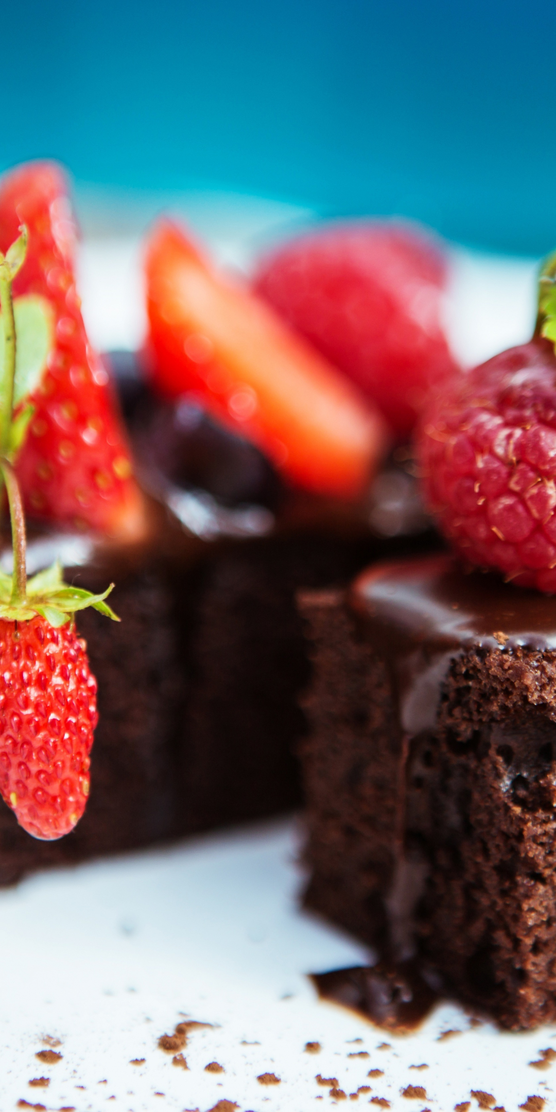 Brownie, cake, fruits, dessert, strawberry, 1080x2160 wallpaper
