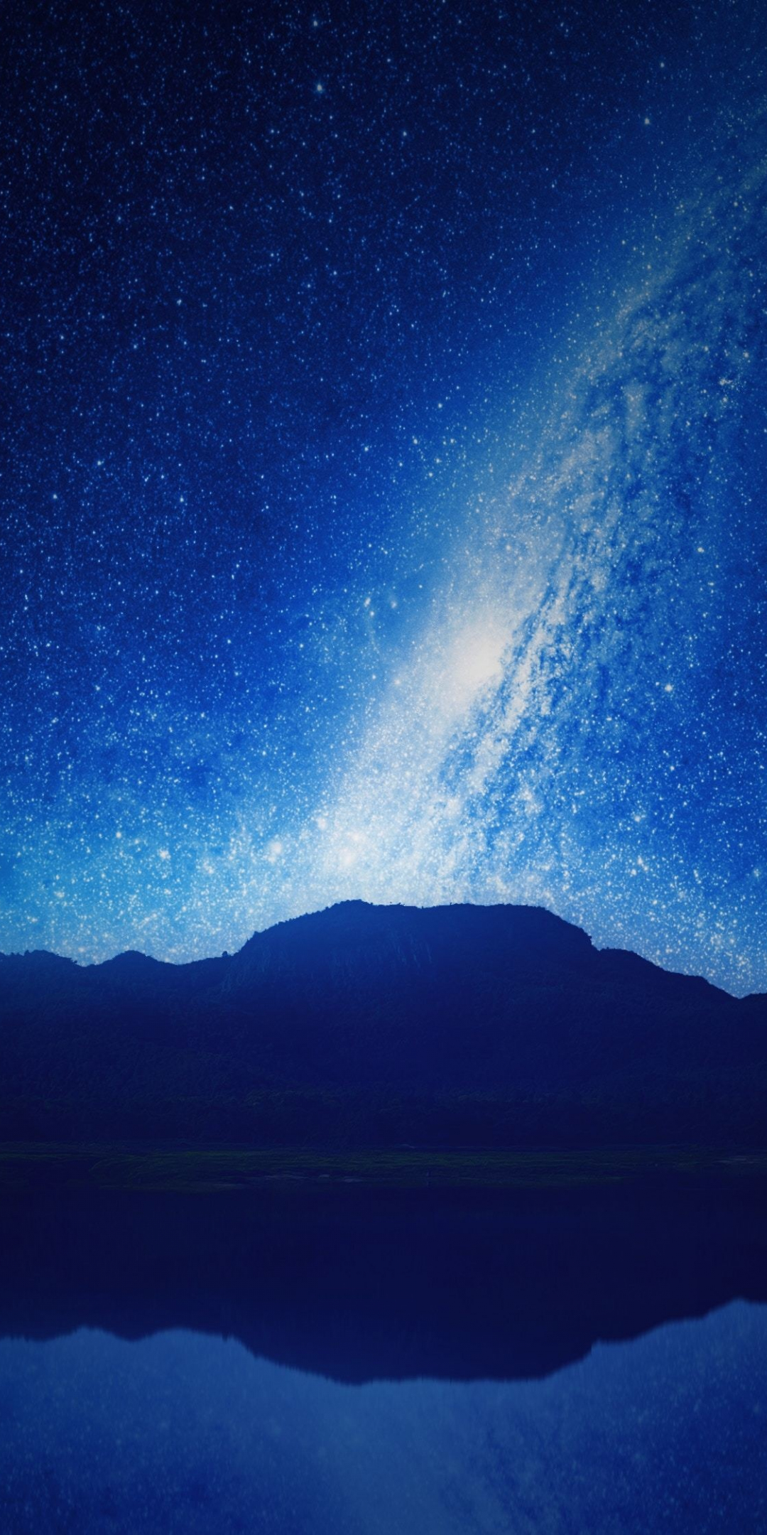 Mountains, blue night, milky way, lake, 1080x2160 wallpaper