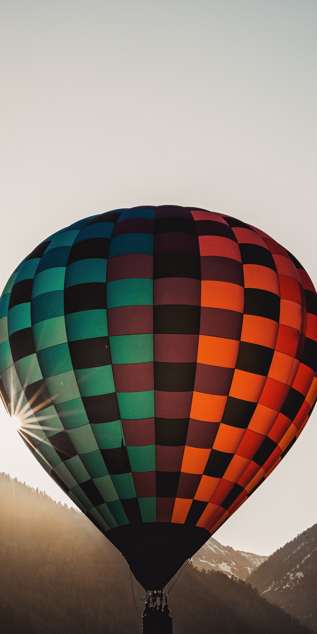 Hot air balloon, flight, mountains, 1080x2160 wallpaper