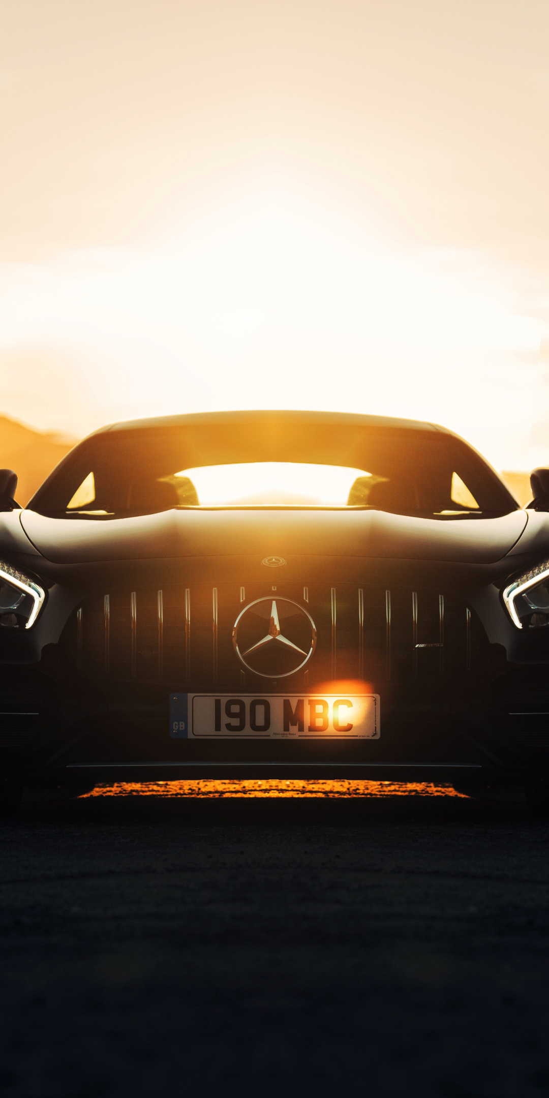 Mercedes-AMG GT C, Black, sunset, 1080x2160 wallpaper