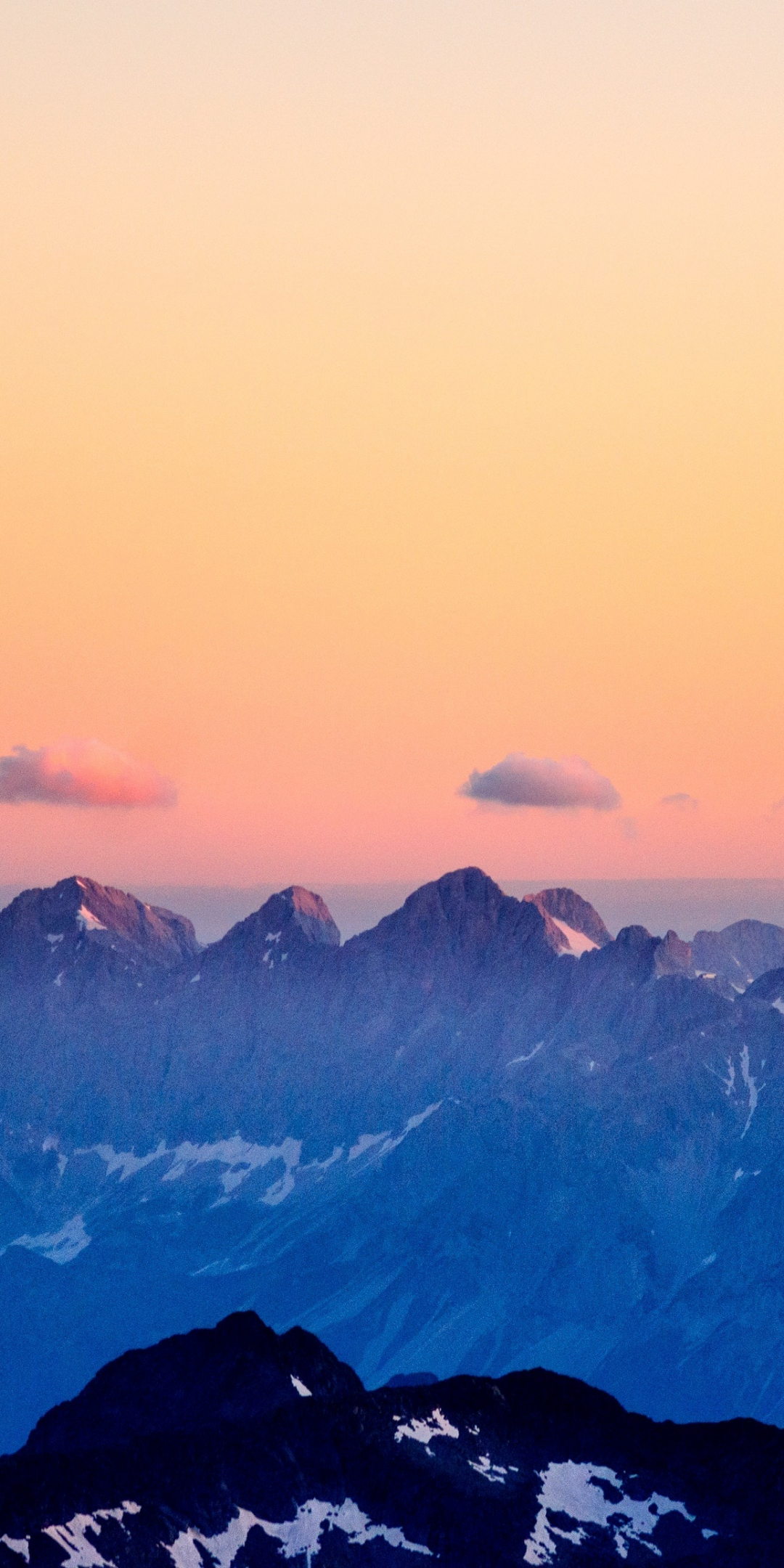 Mountains, fog, clean, sky, sunset, 1080x2160 wallpaper