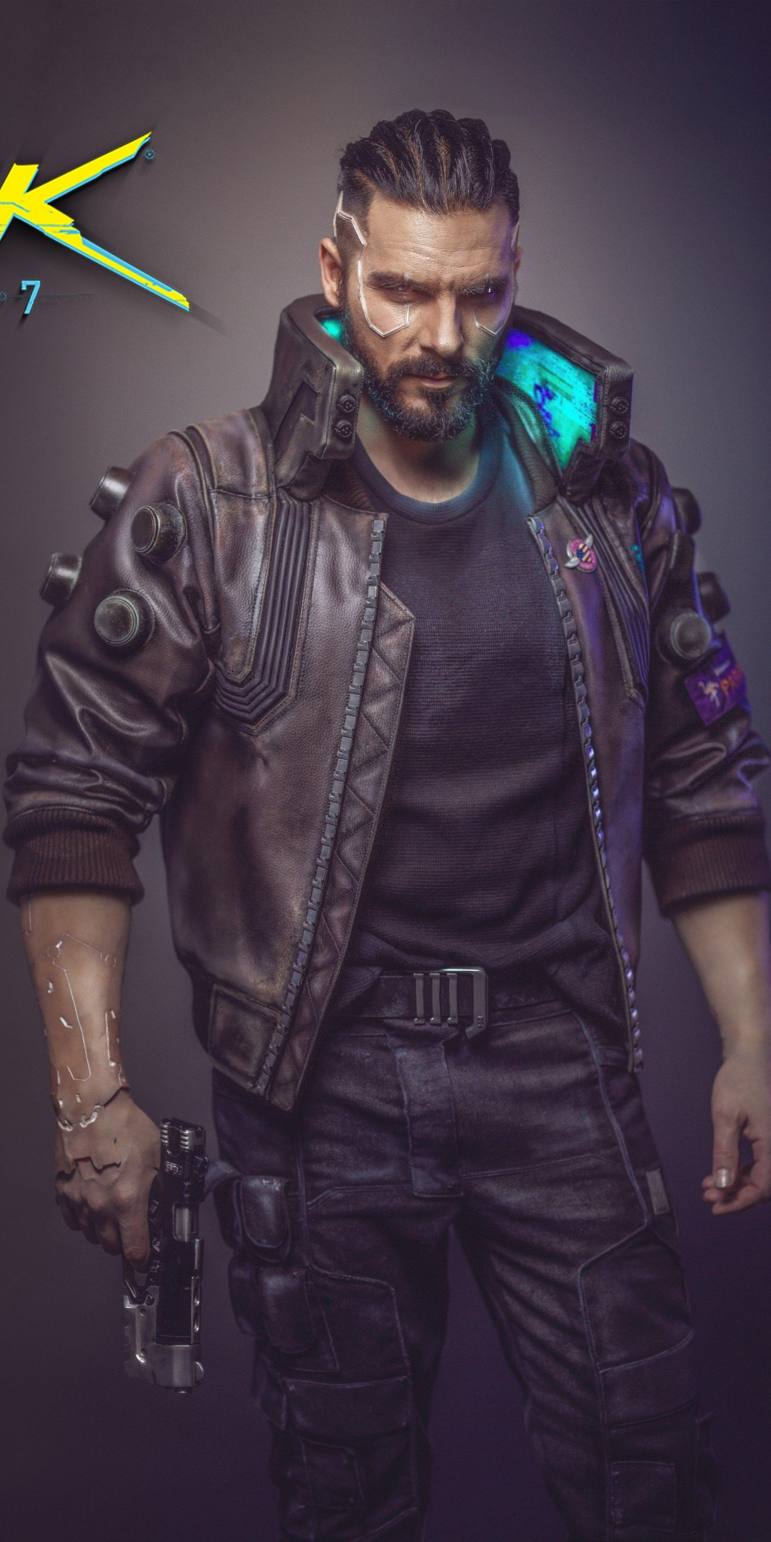 Cyberpunk 2077, man with gun, 2018, video game, 1080x2160 wallpaper