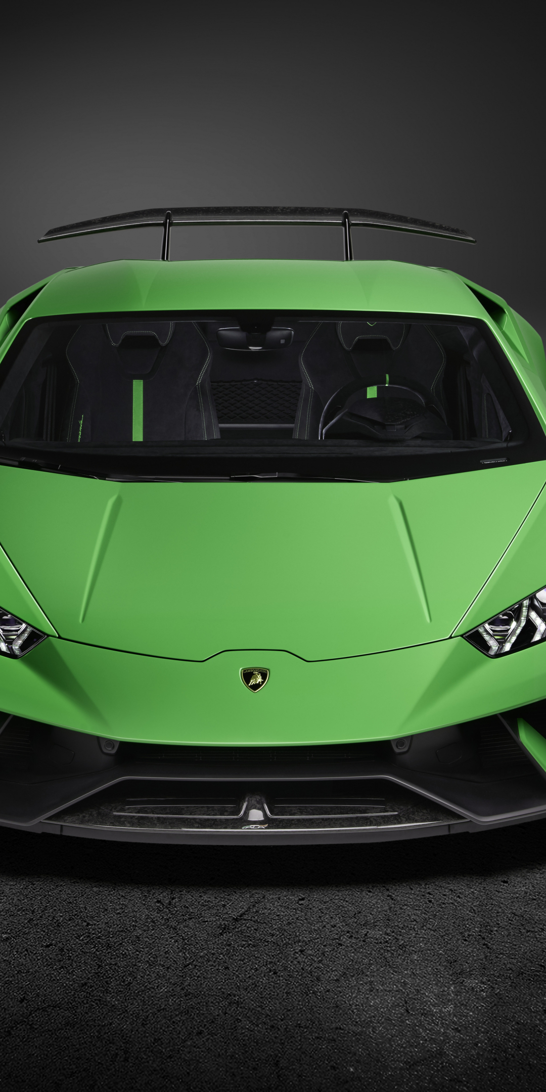 Lamborghini Huracán Performante, sports car, green, 2019, 1080x2160 wallpaper