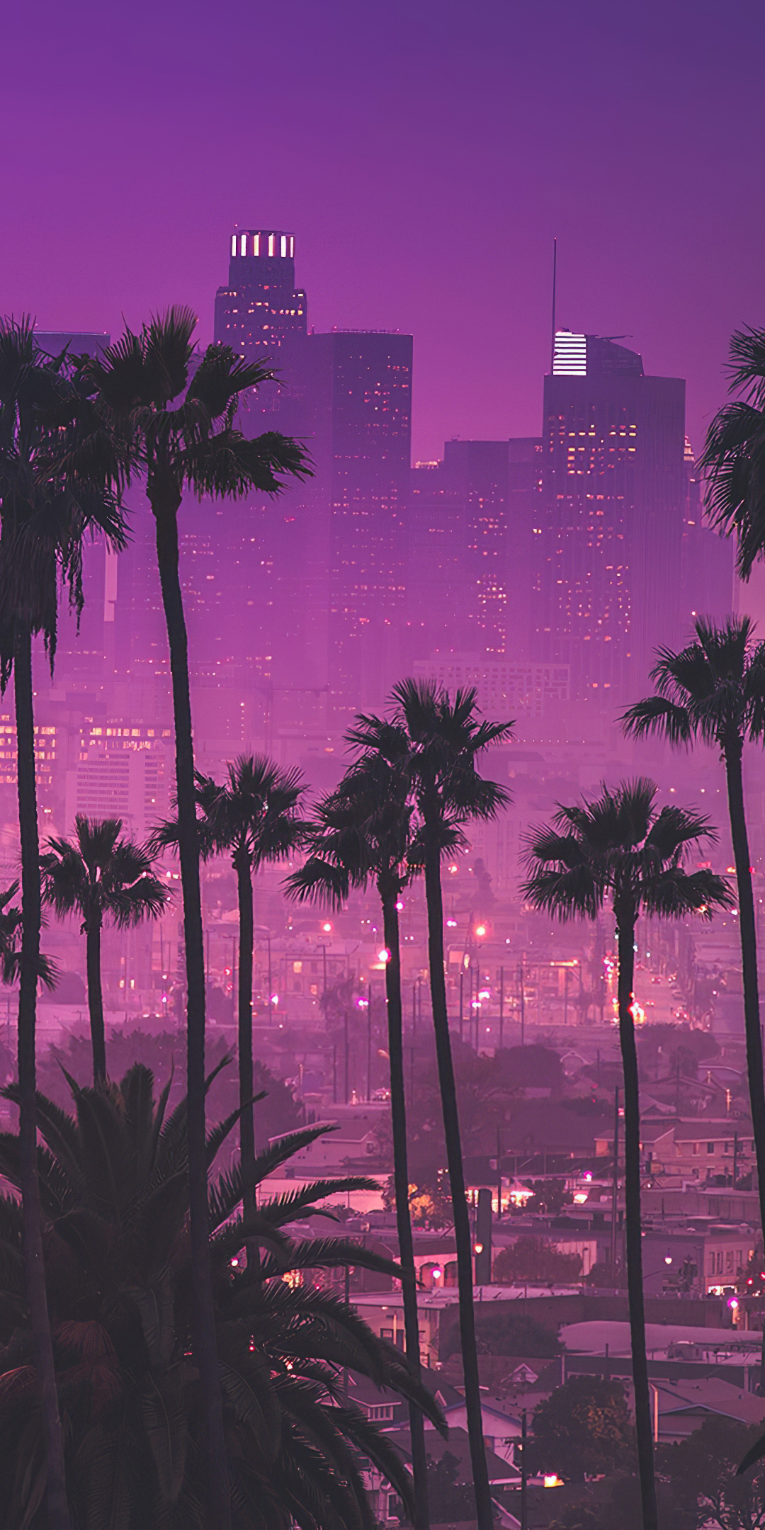 Los Angles, synthwave, cityscape, art, 1080x2160 wallpaper