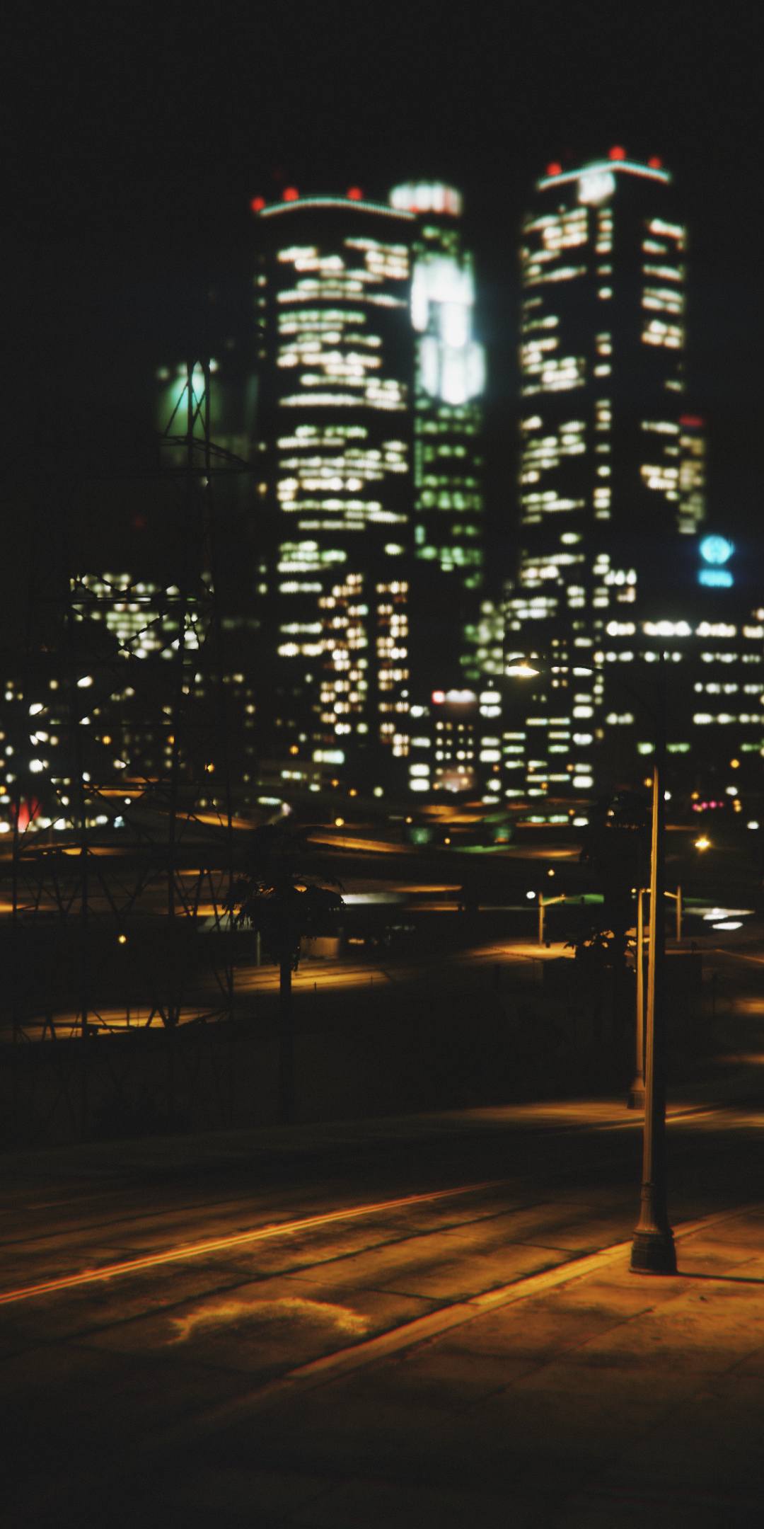 Night, cityscape, buildings, video game, GTA V, 1080x2160 wallpaper