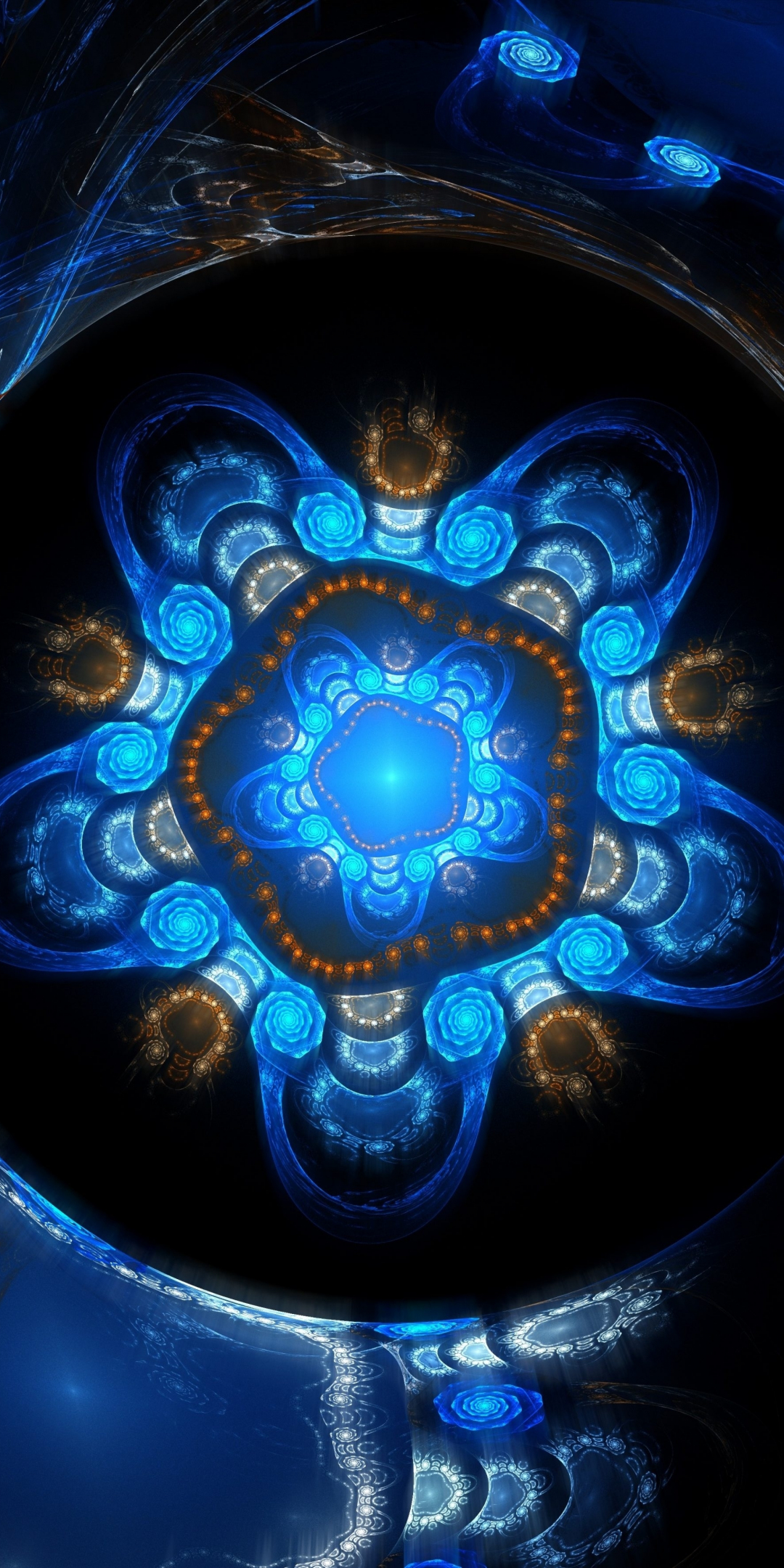 Blue fractal, pattern, abstract, 1080x2160 wallpaper