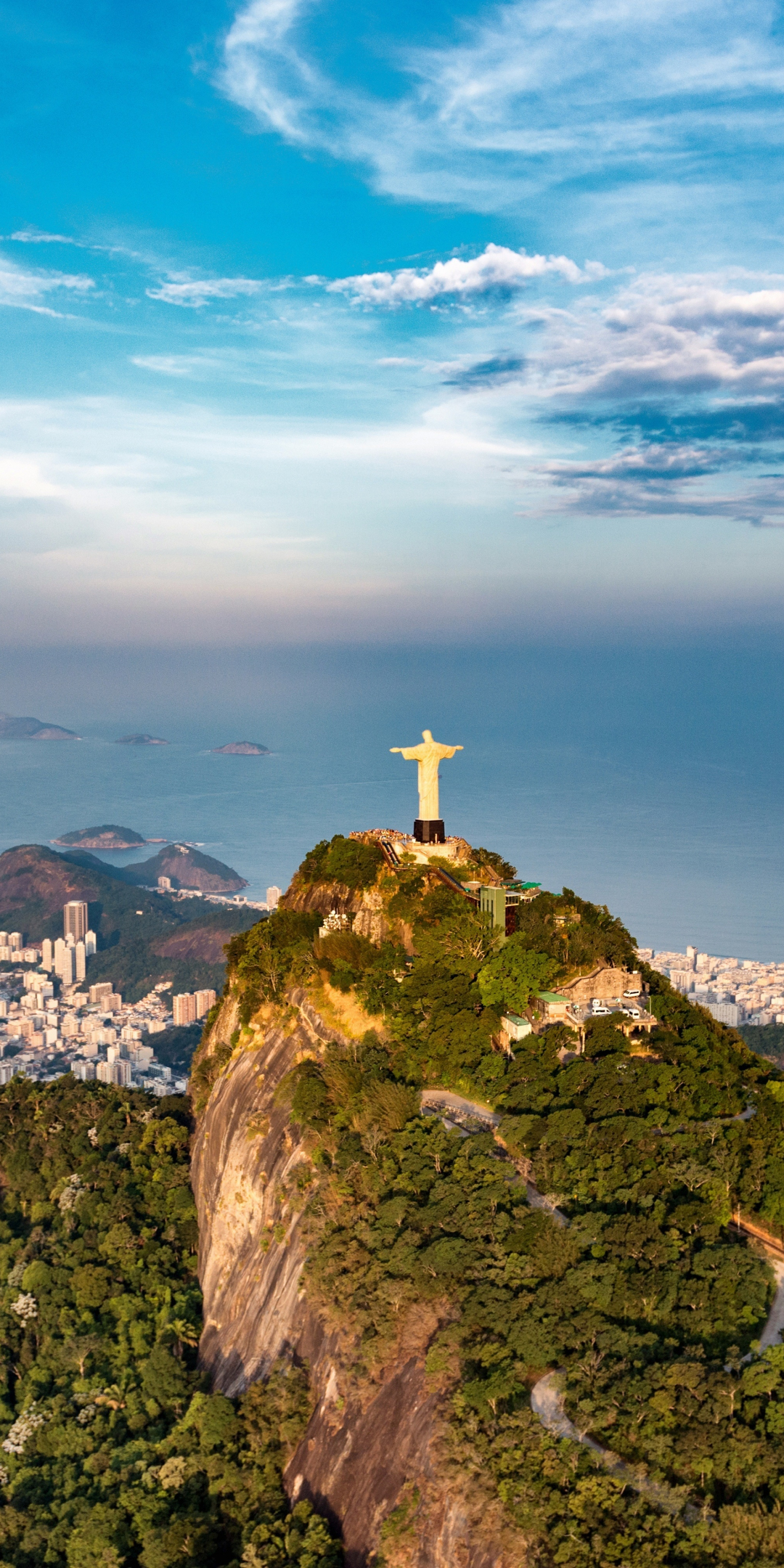 Cliffs of Rio de Janeiro, aerial view, city, 1080x2160 wallpaper