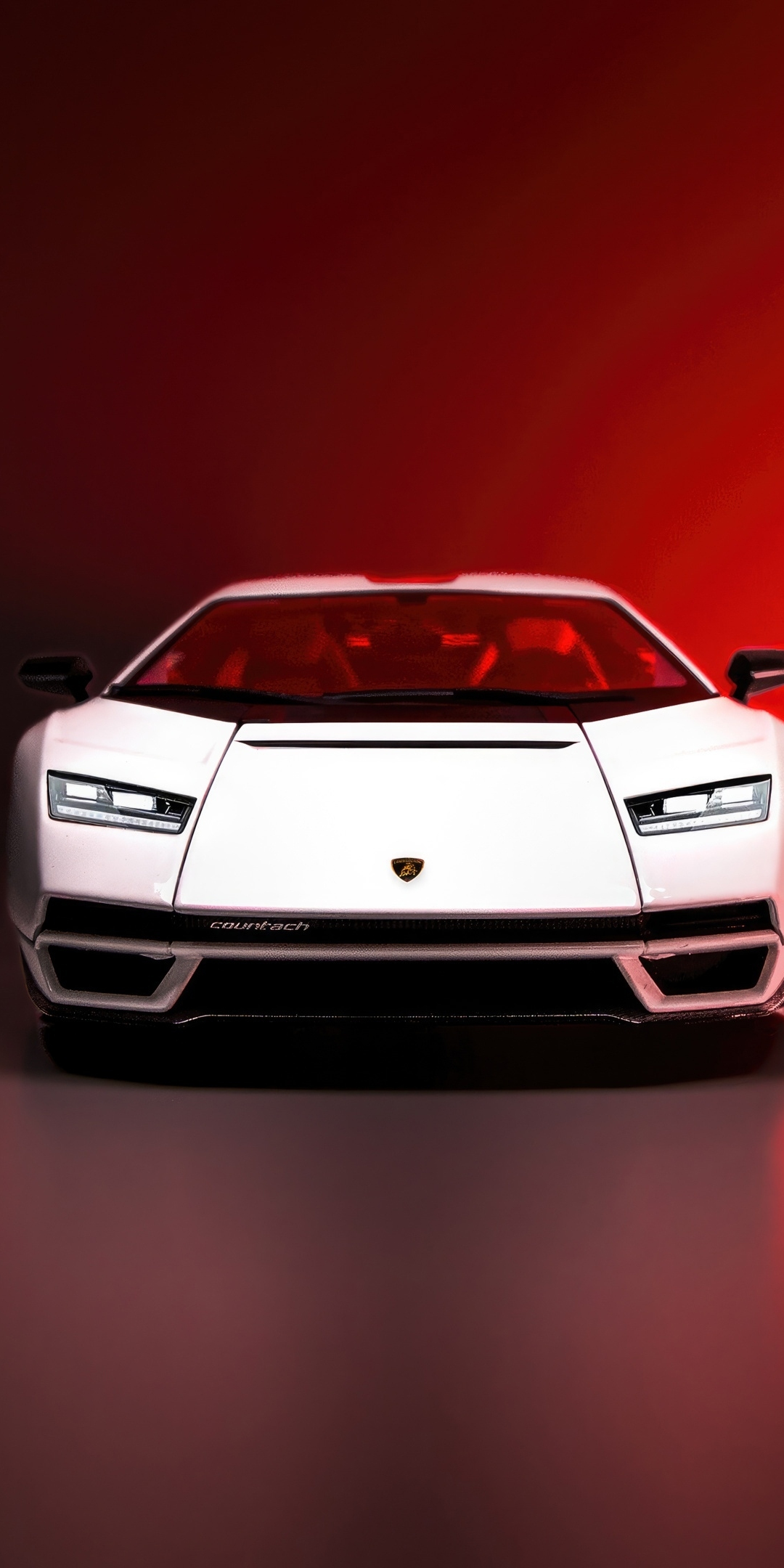 Lamborghini Countach, front-view of a white sports car, 2023, 1080x2160 wallpaper