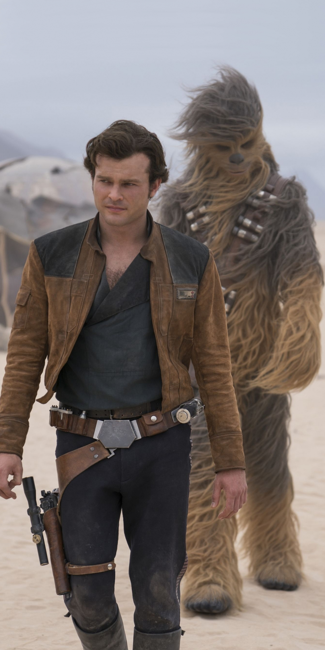 Han solo and chewbacca, movie, 2018, Solo: A star wars story, 1080x2160 wallpaper
