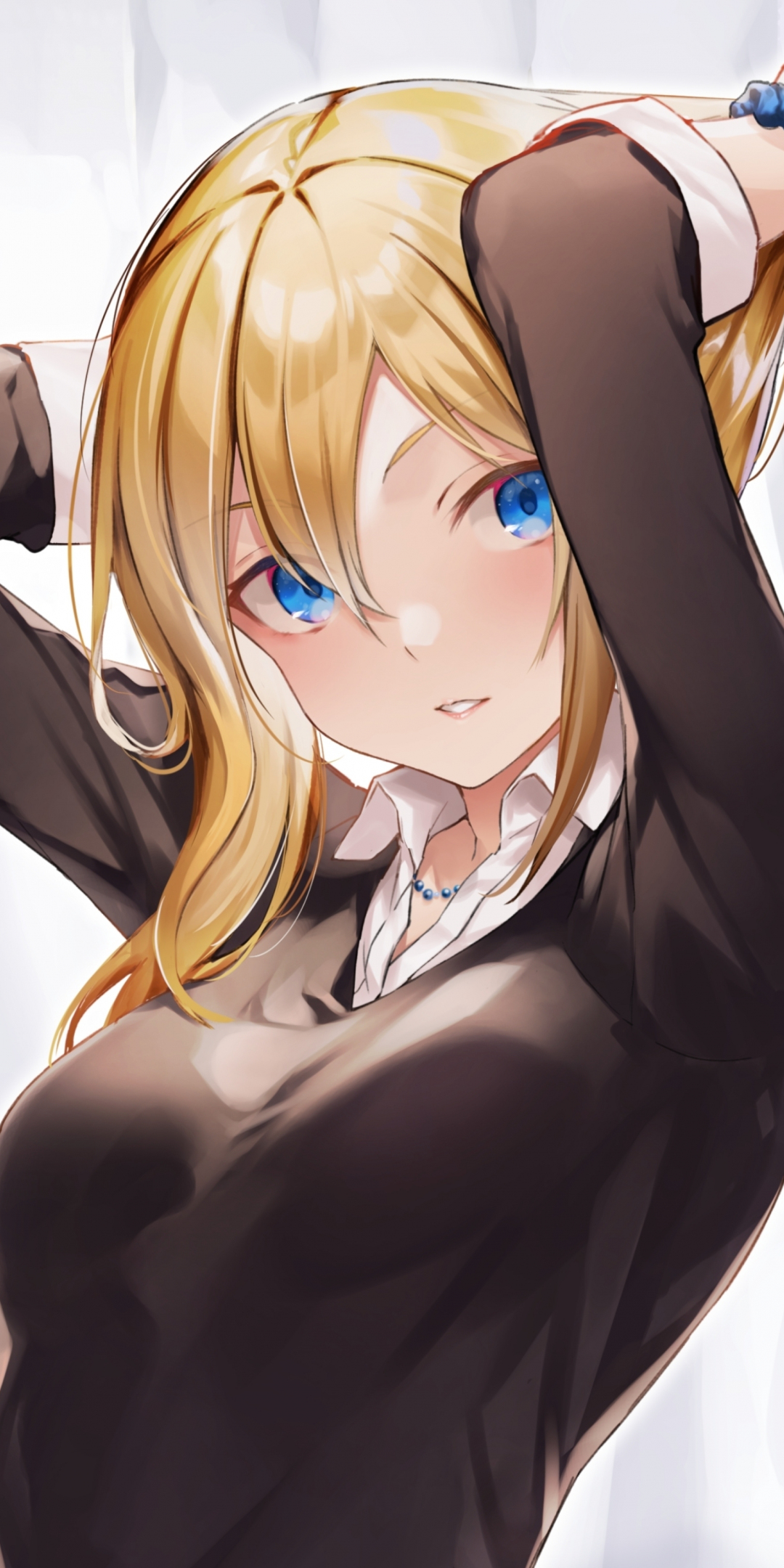 Anime girl, blue eyes, blonde, original, 1080x2160 wallpaper
