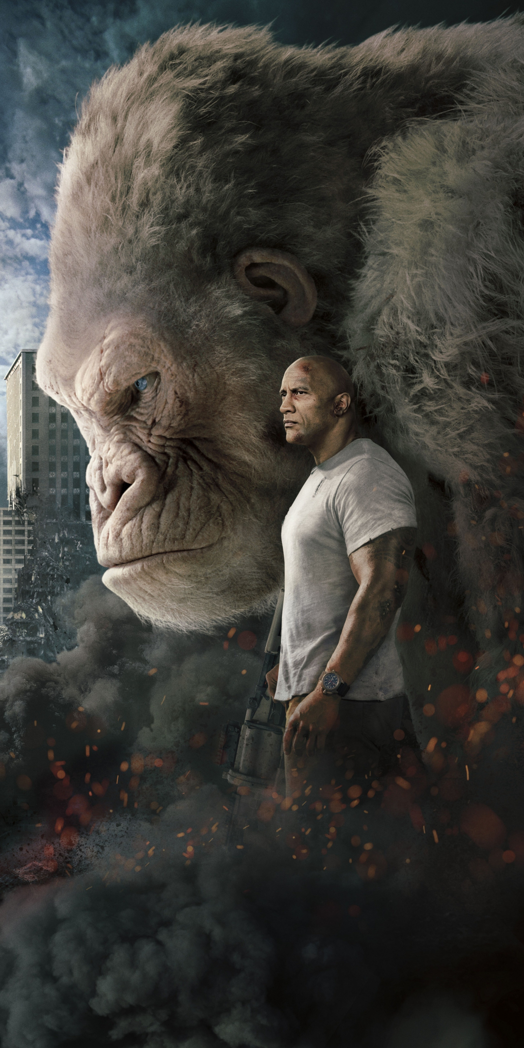 Rampage, 2018 movie, gorilla, poster, 1080x2160 wallpaper