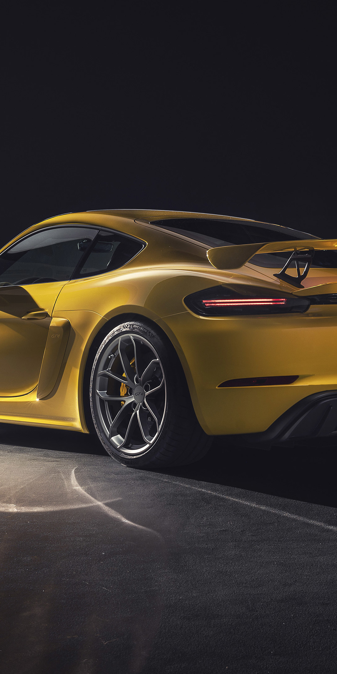 Rear-view, Porsche Cayman GT4, 1080x2160 wallpaper
