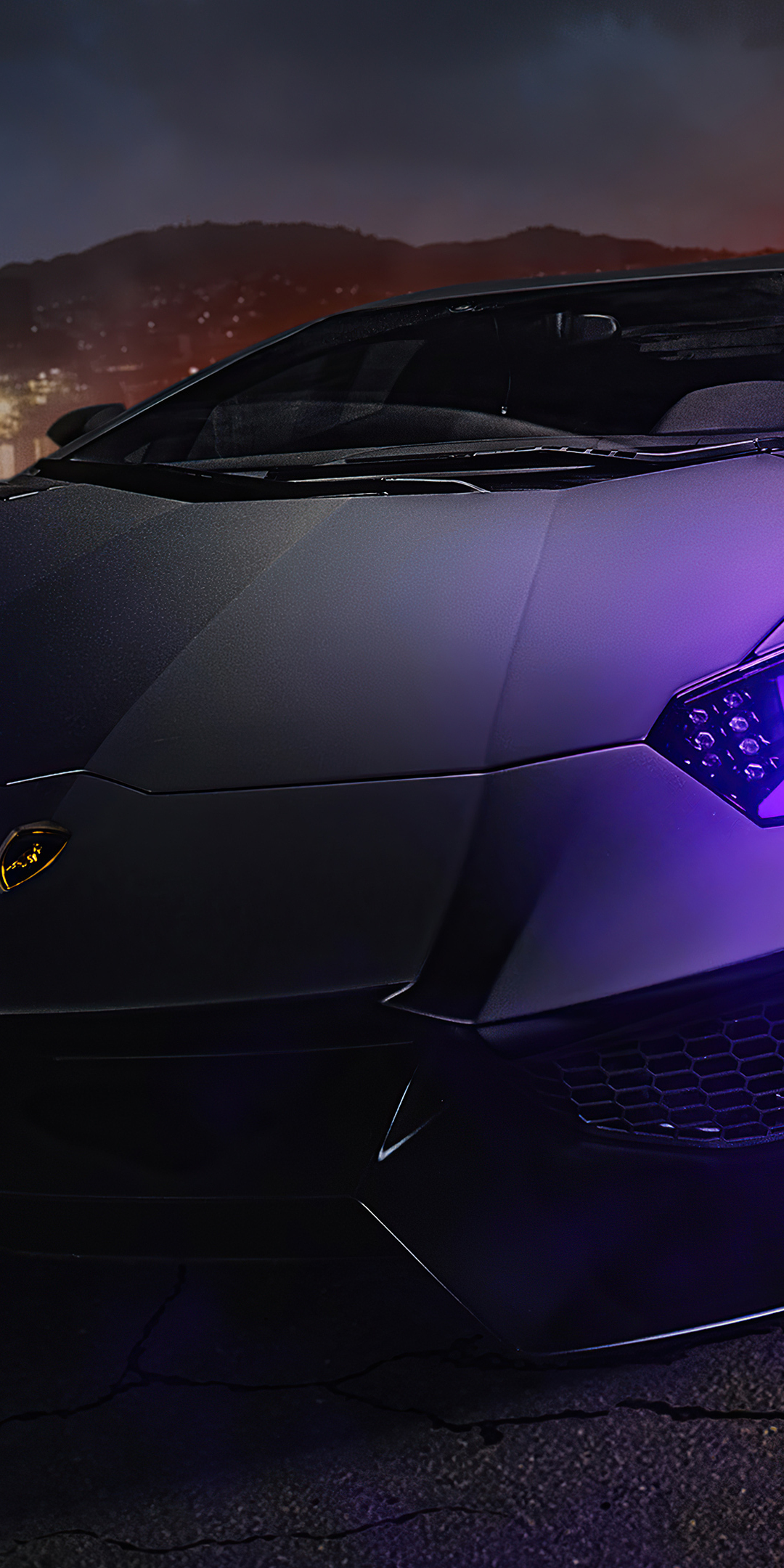 Urban Lambo, purple headlight, luxury sportcar, 1080x2160 wallpaper