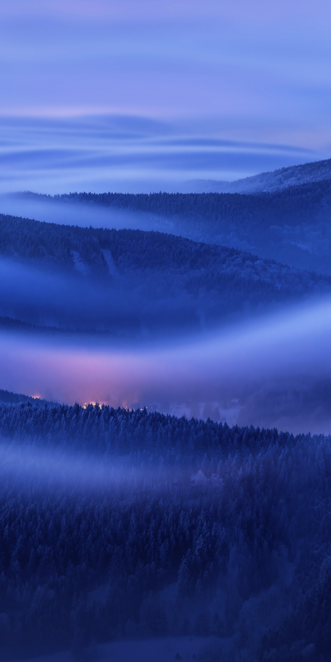 Mountains, foggy morning, sunrise, horizon, Huawei Mate 10, stock, 1080x2160 wallpaper
