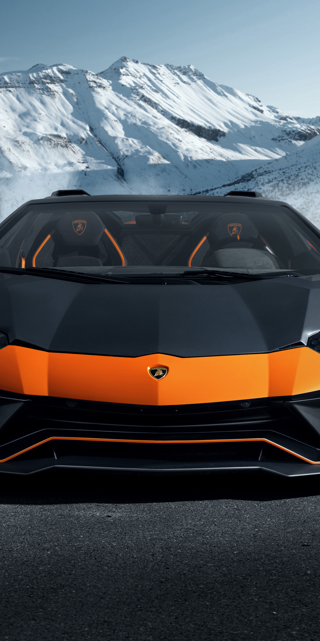 Novitec Lamborghini Aventador Ultimate roadster, orange-black car, 2023, 1080x2160 wallpaper