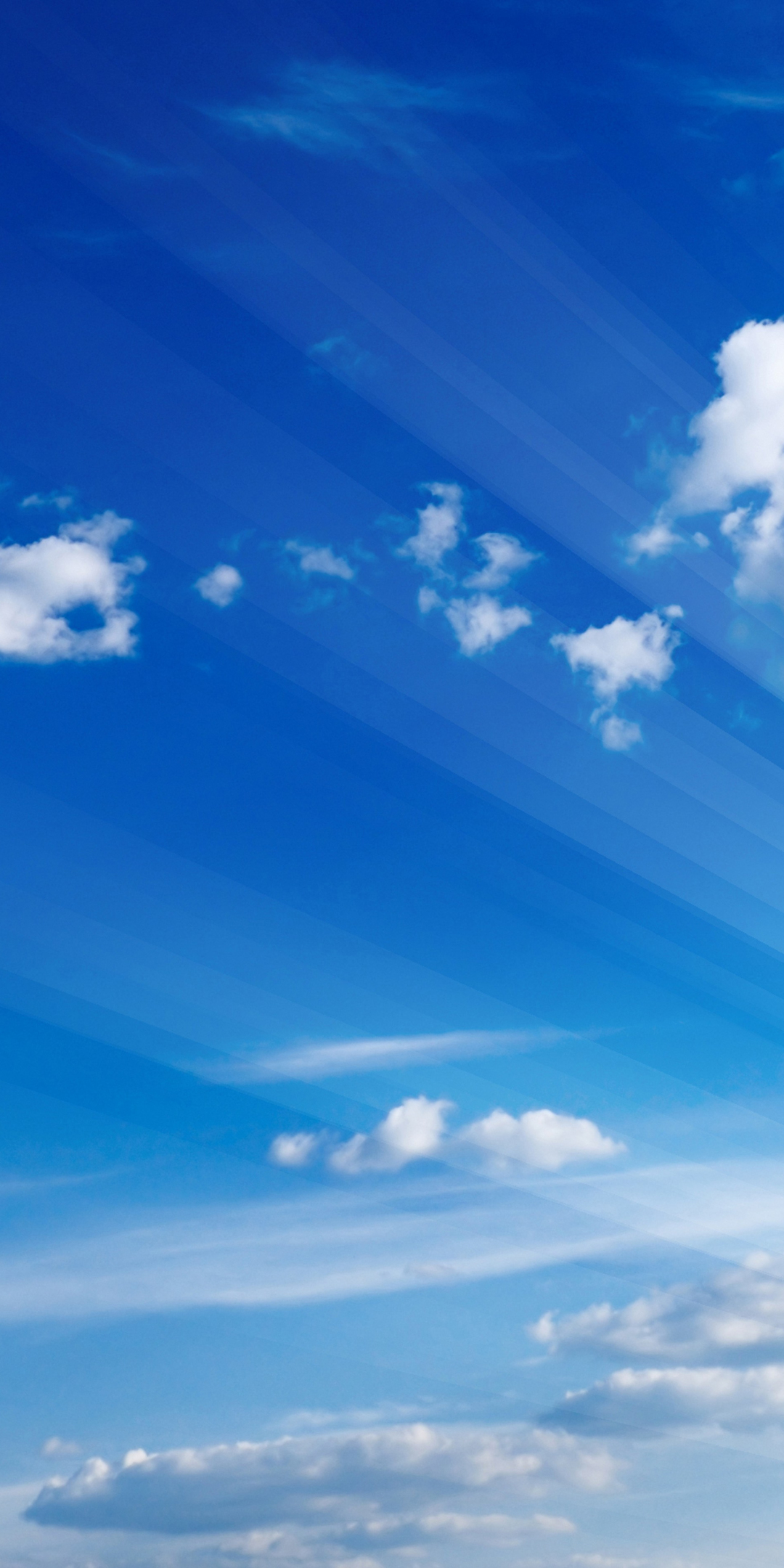 Clouds, blue sky, sunlight, lines, 1080x2160 wallpaper