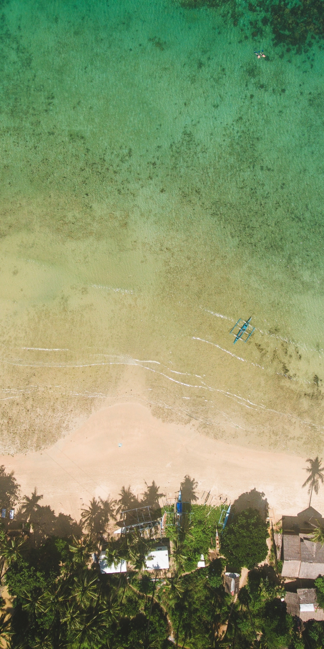 Green, beach, aerial view, 1080x2160 wallpaper