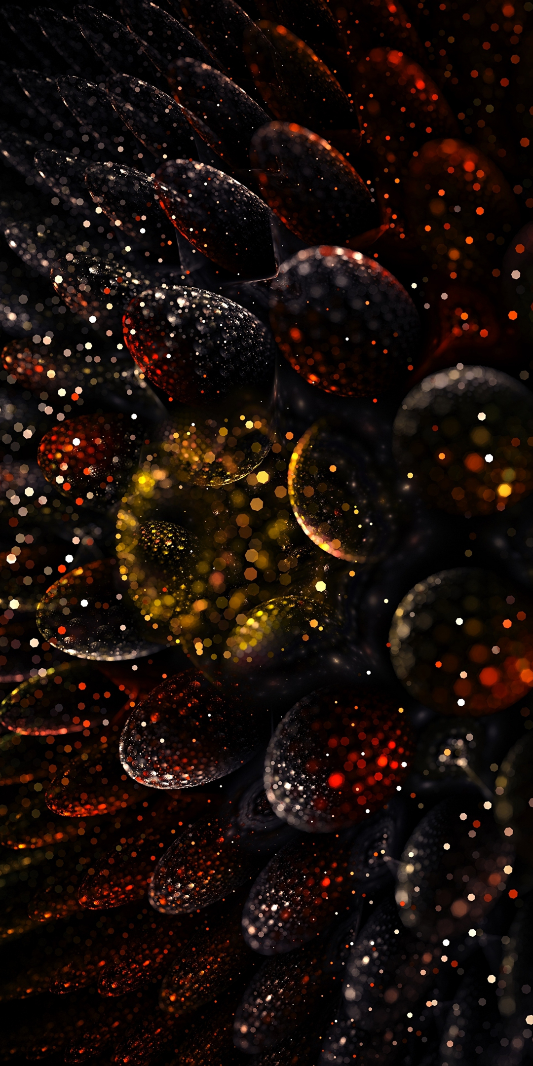 Dark, fractal, shape, glitter, ball, convex, 1080x2160 wallpaper