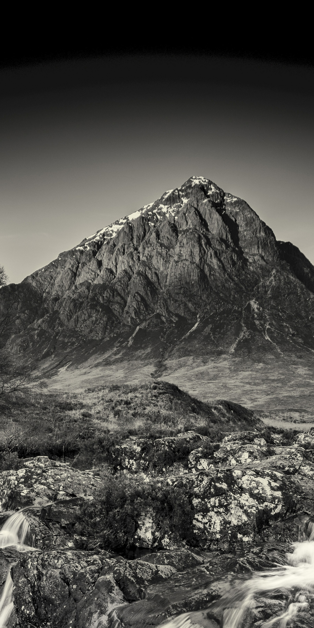 Mountain, landscape, bw, 1080x2160 wallpaper