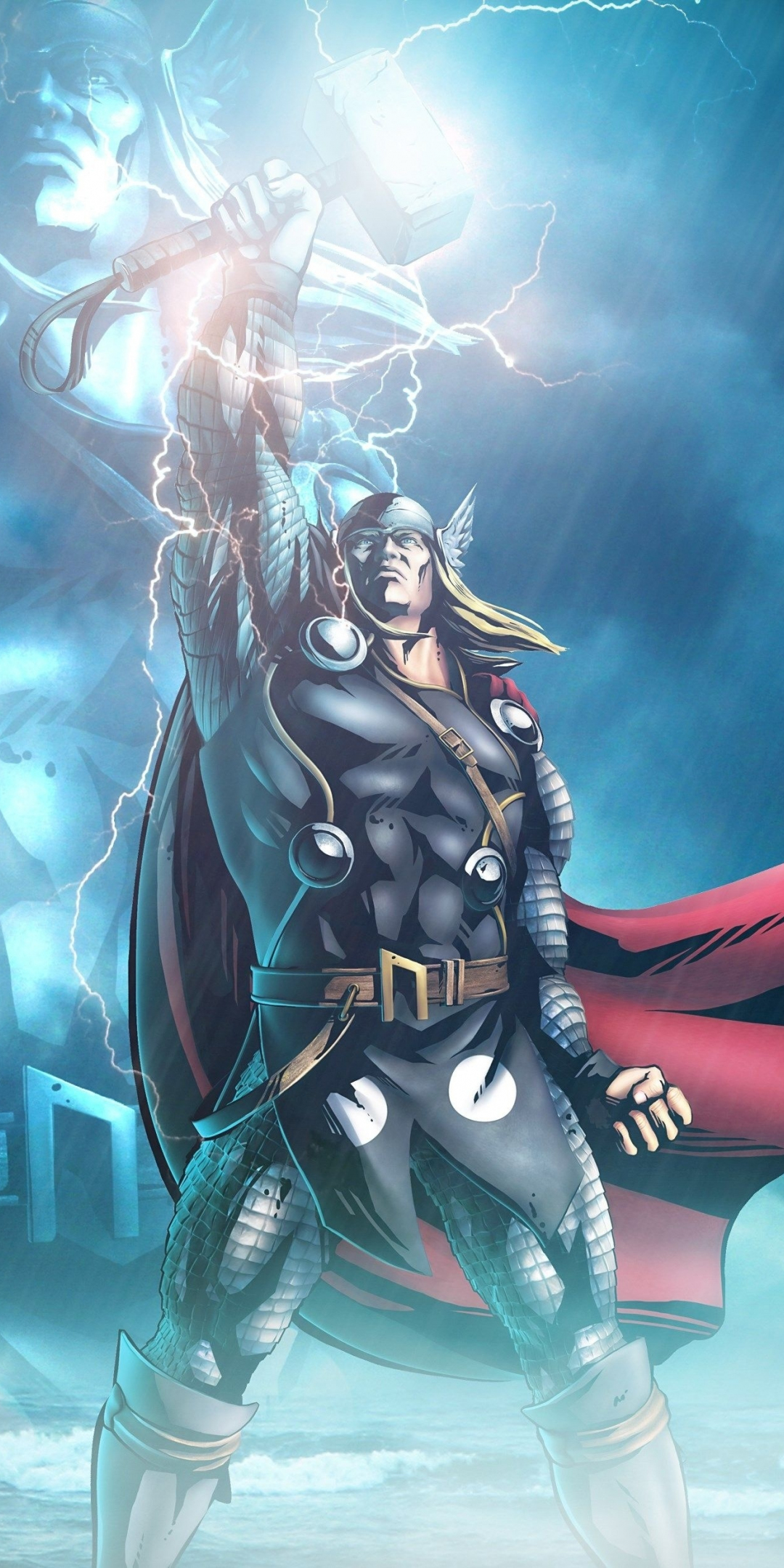 Marvel, lightning god, Thor, art, 1080x2160 wallpaper