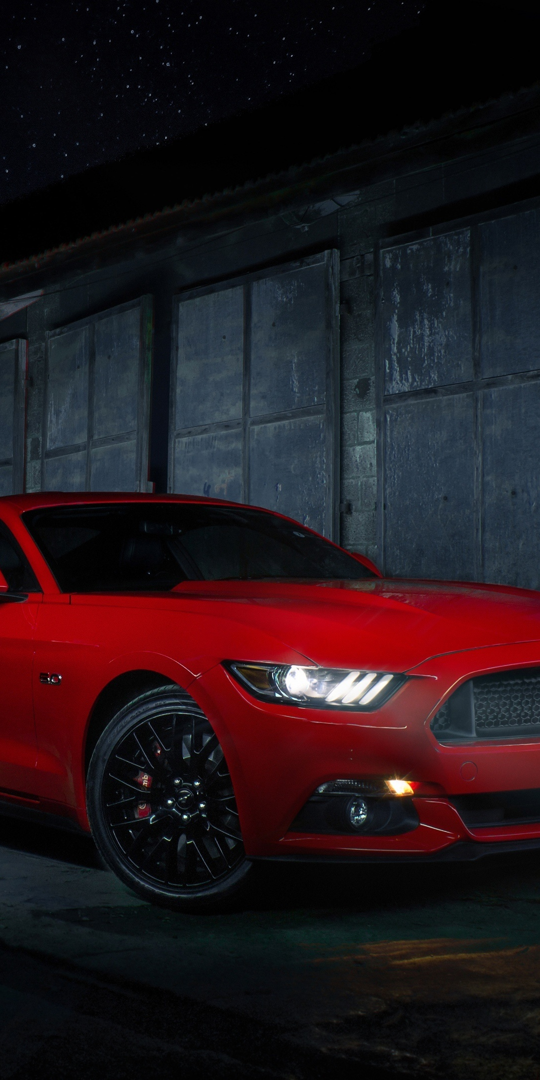 Red Ford Mustang, 2019, 1080x2160 wallpaper