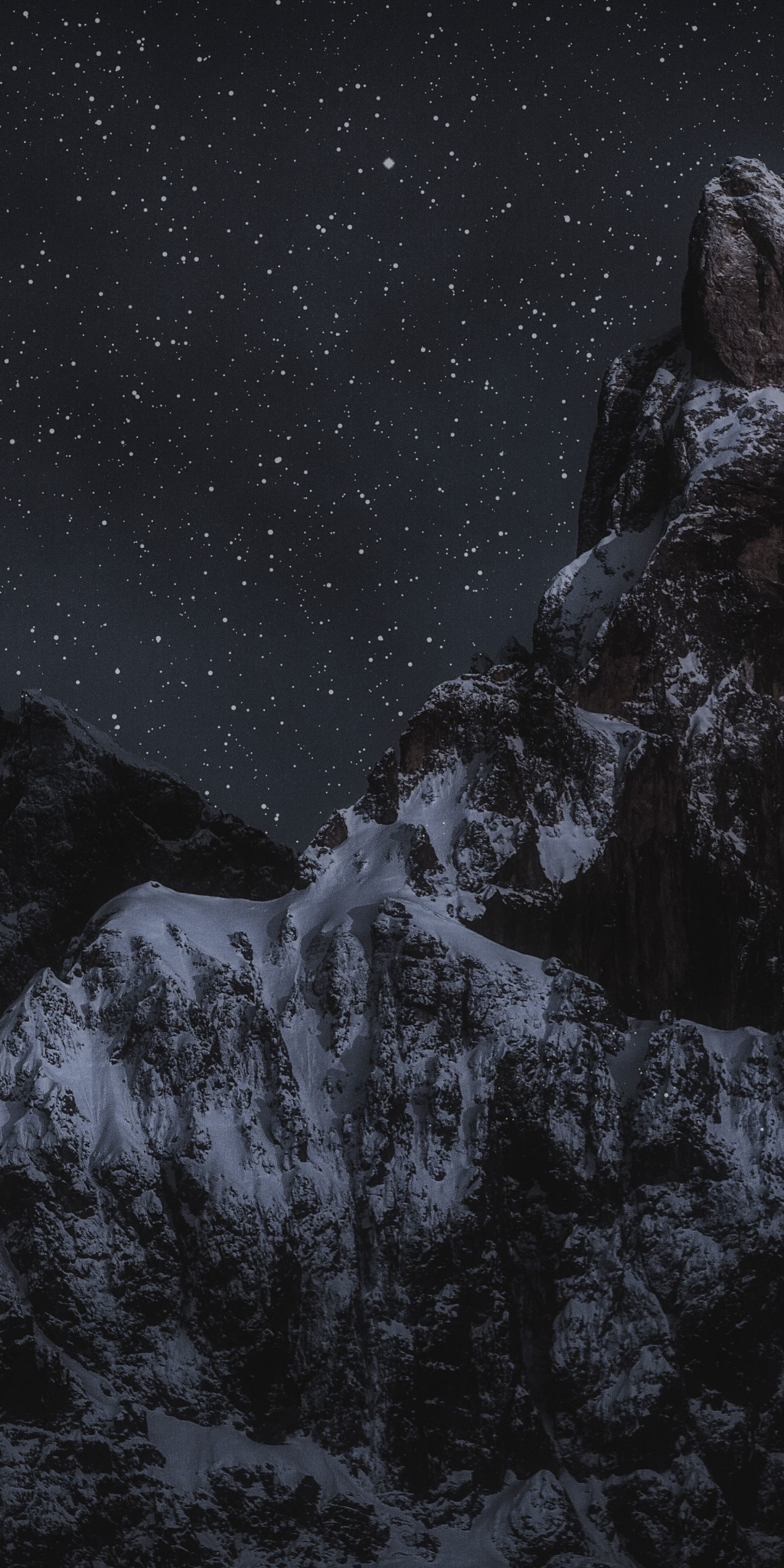 Starry sky, mountain peak, rocky mountain, nature, 1080x2160 wallpaper