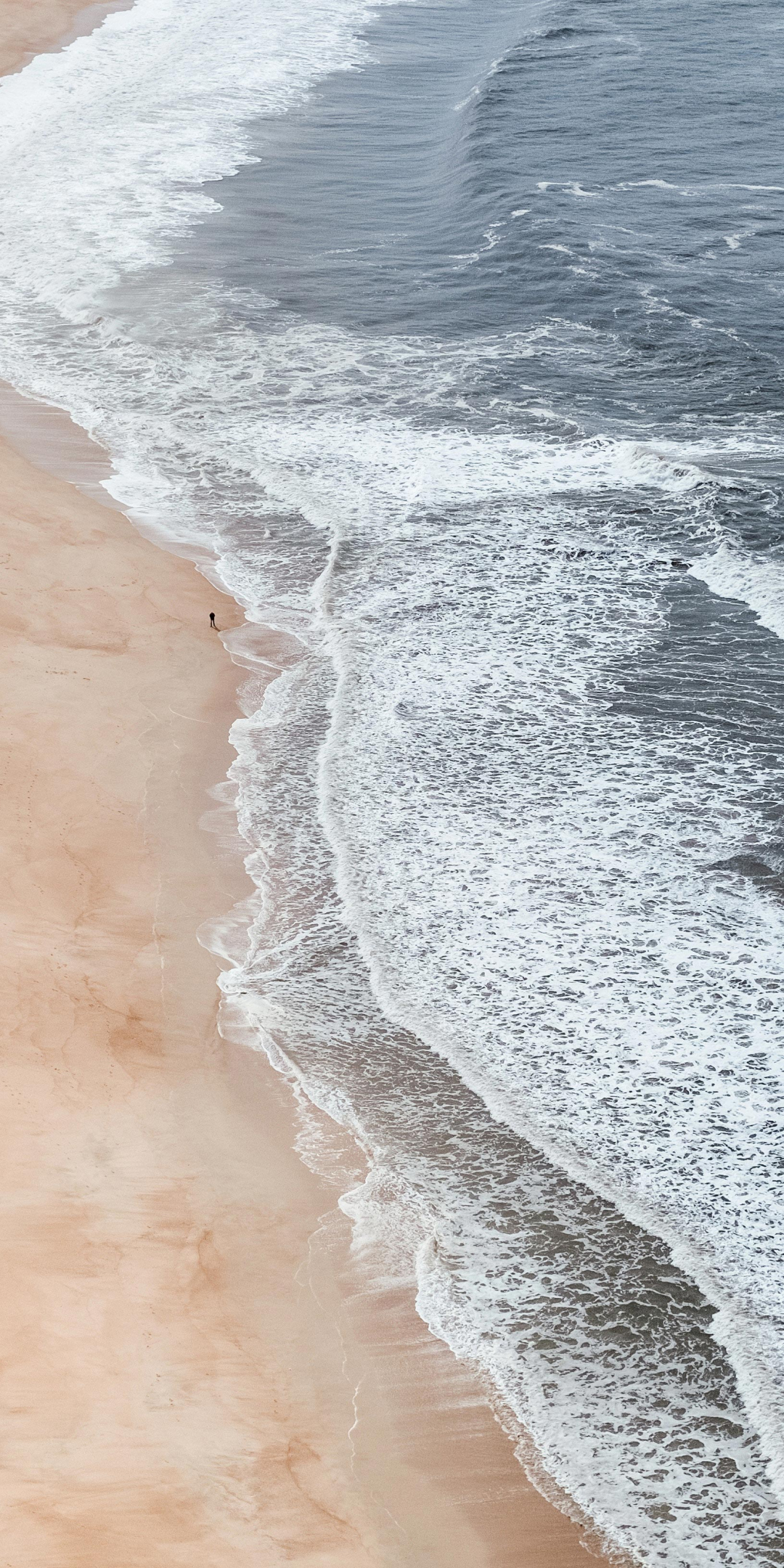 Sea waves, beach, aerial view, 1080x2160 wallpaper