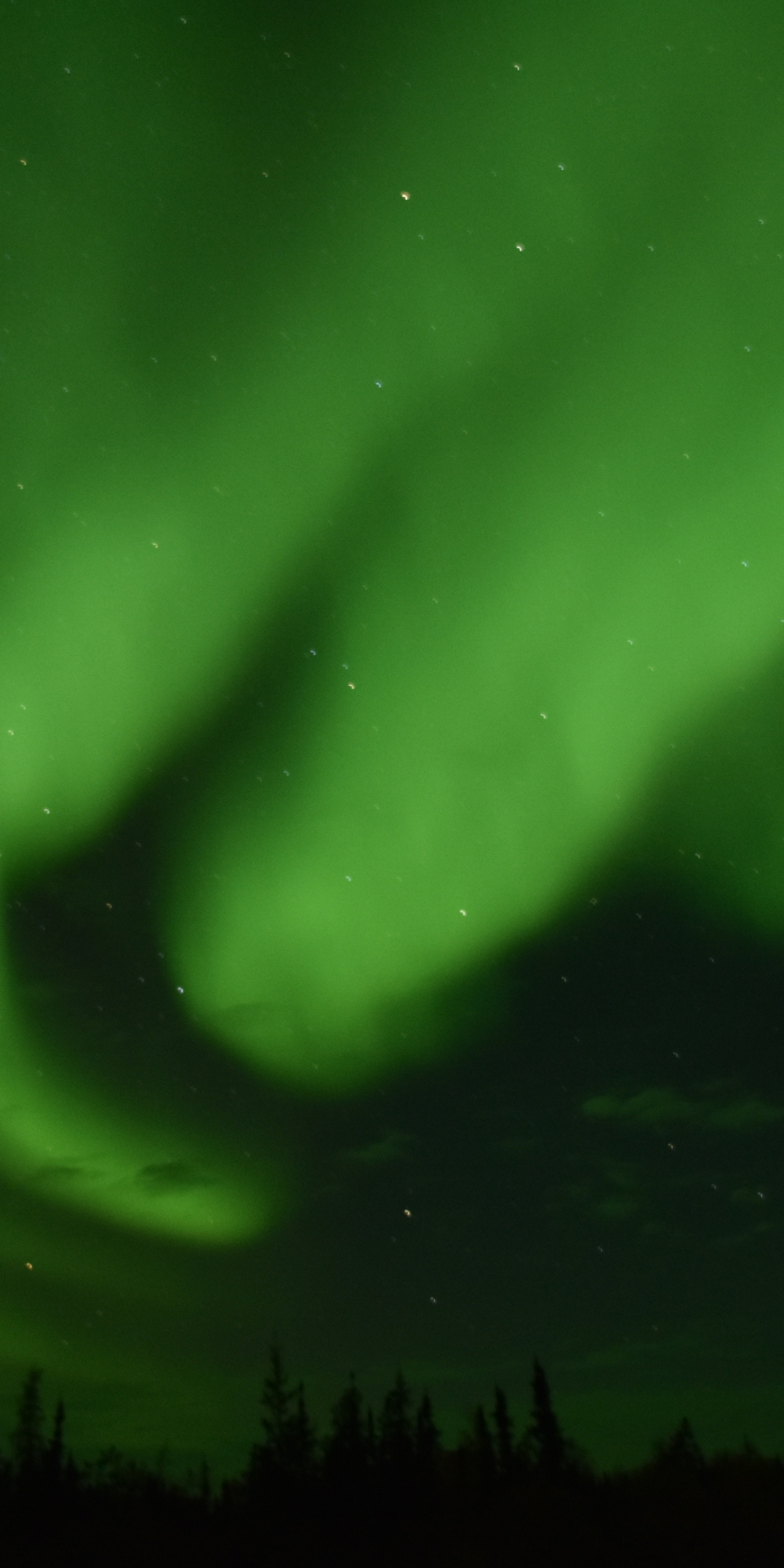 Aurora, green light, sky, night, nature, 1080x2160 wallpaper