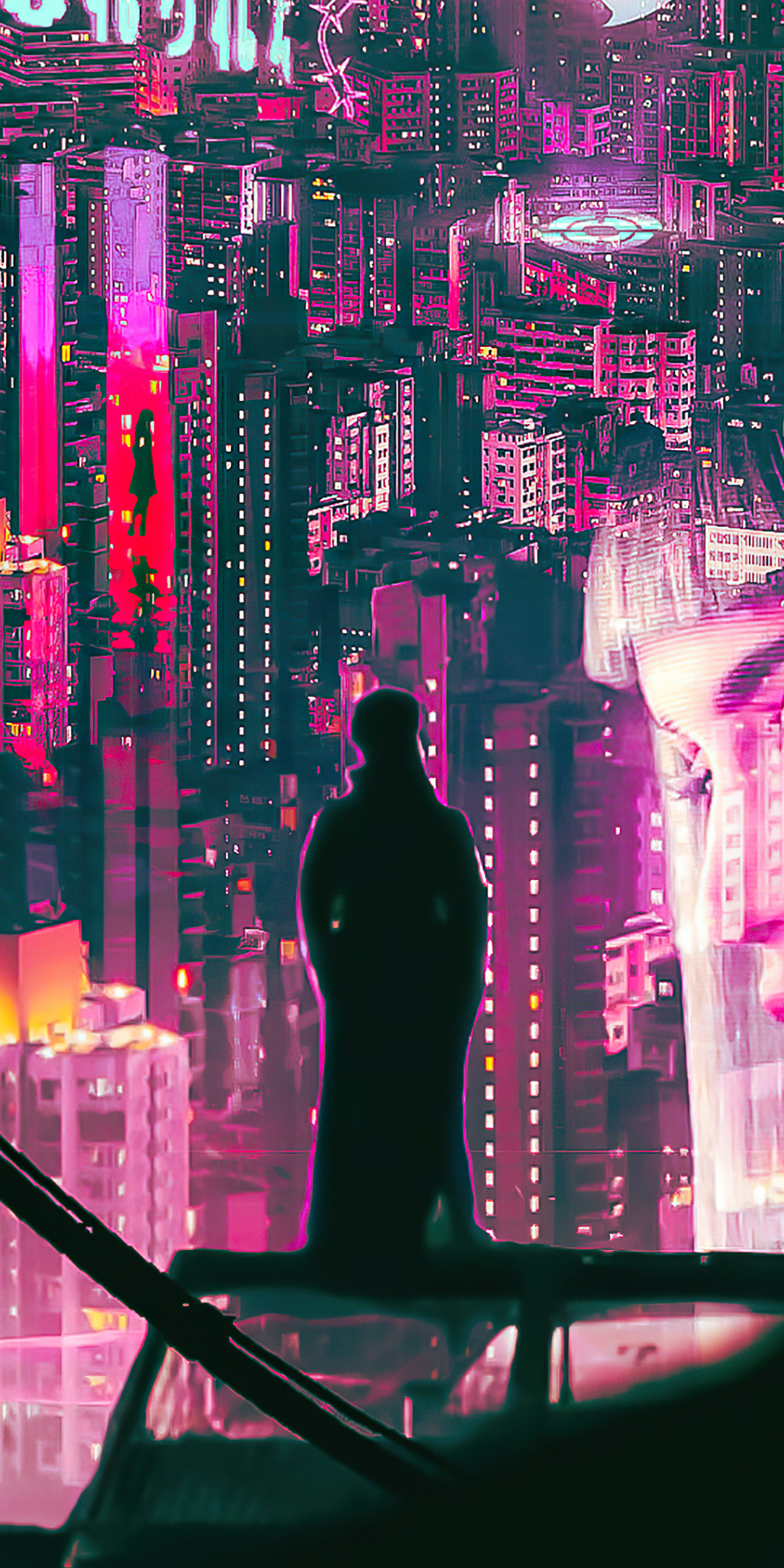 The Night Begin, Ghost in The Shell, art, 1080x2160 wallpaper