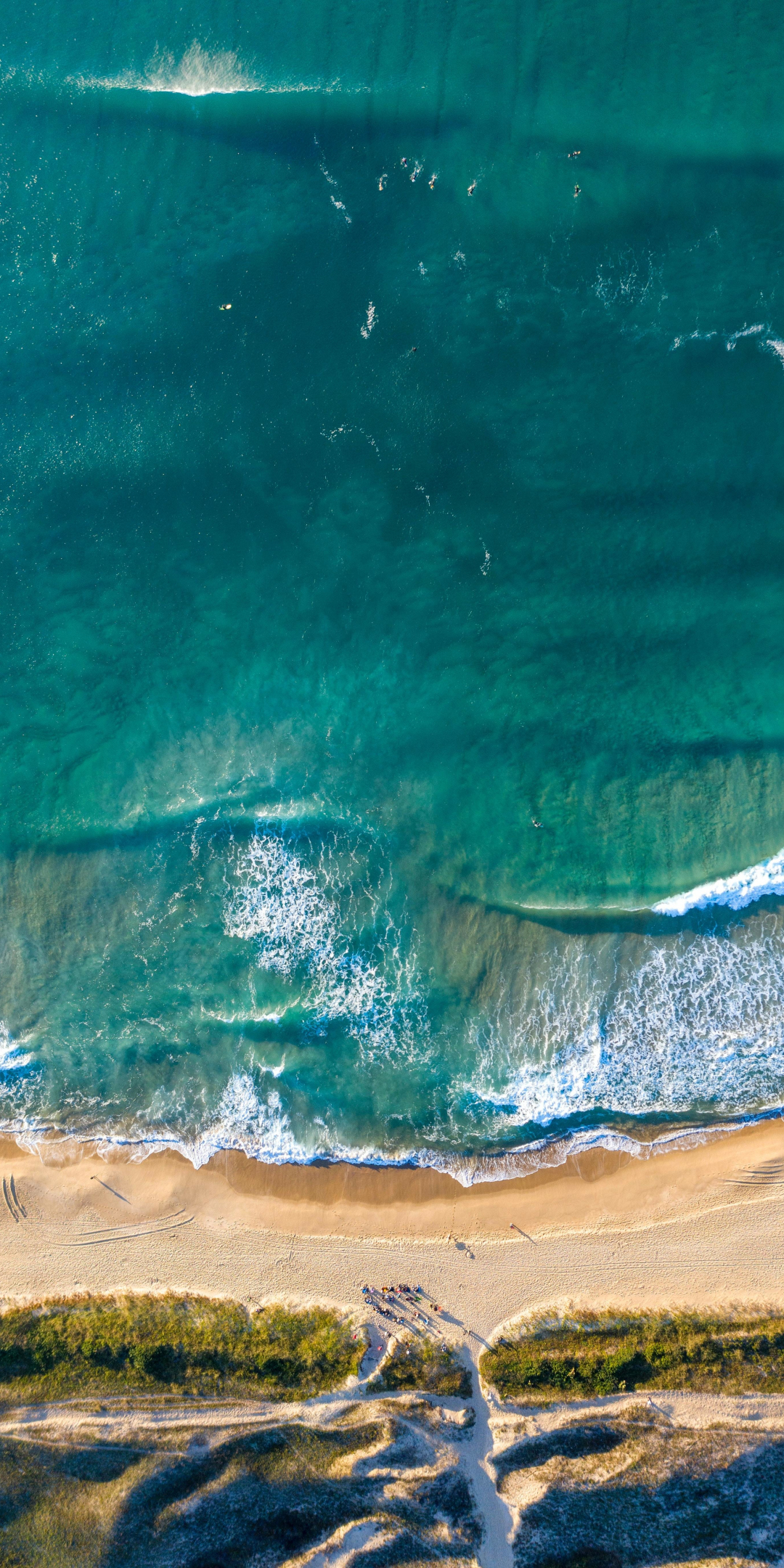 Waves, green sea, aerial view, 1080x2160 wallpaper