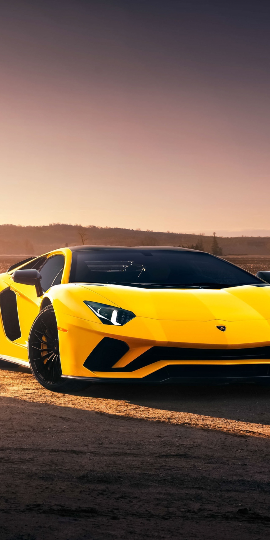 Lamborghini Aventador S, sports car, yellow, 1080x2160 wallpaper