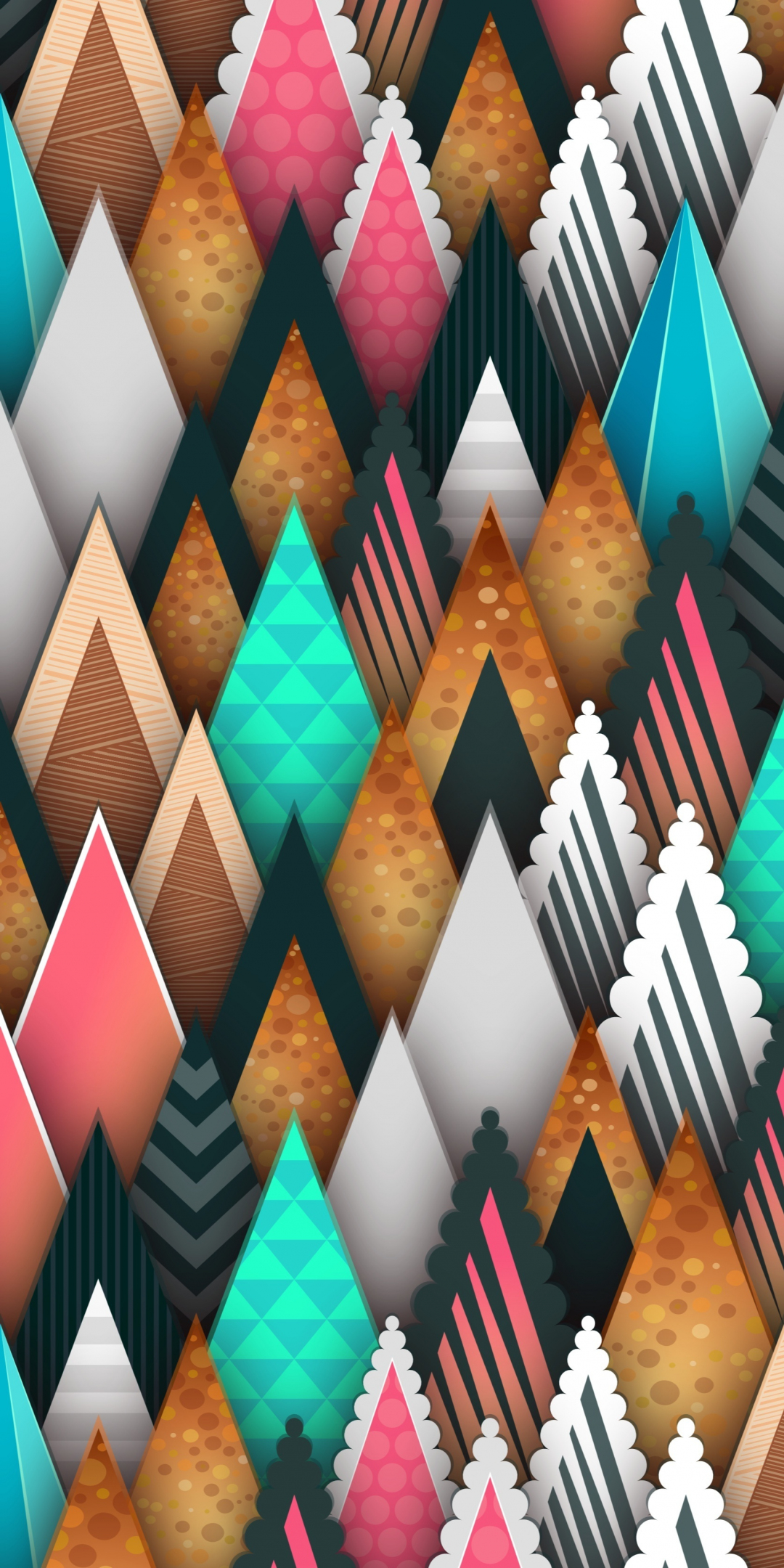 Triangles, abstract, digital art, 1080x2160 wallpaper