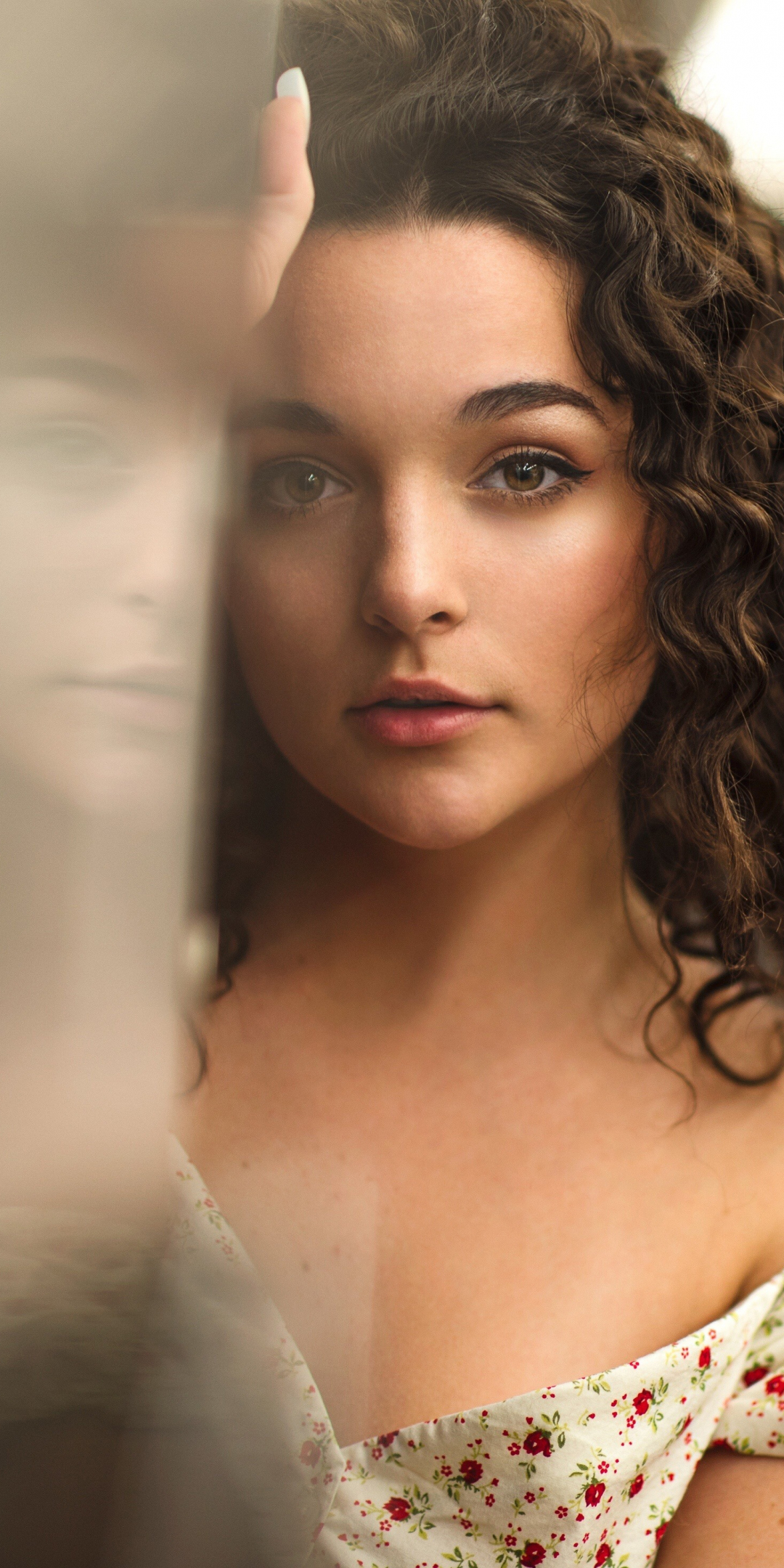 Curly hair woman, girl model, 1080x2160 wallpaper