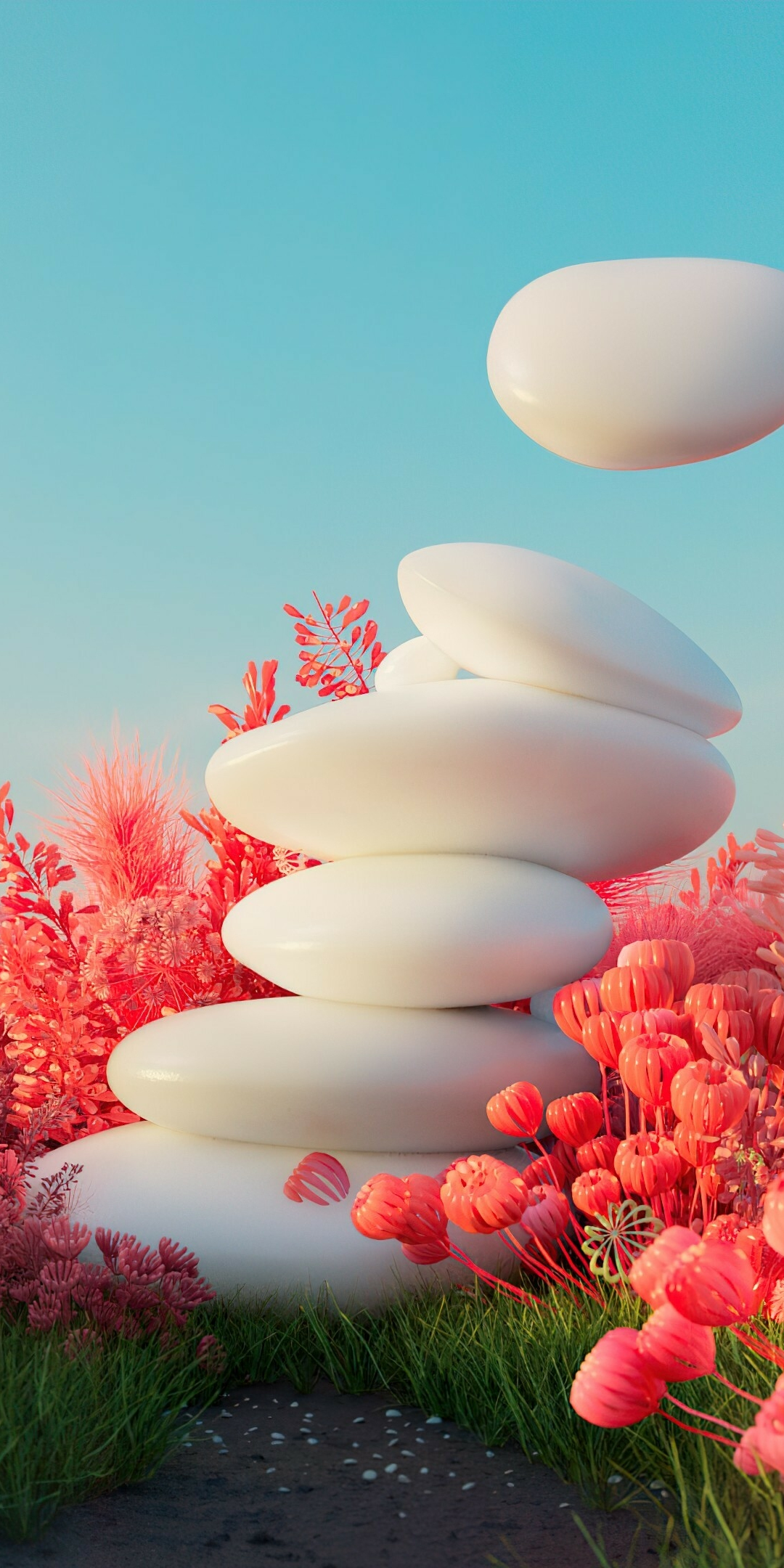 White rocks objects, bmwi oasis, abstract, 1080x2160 wallpaper