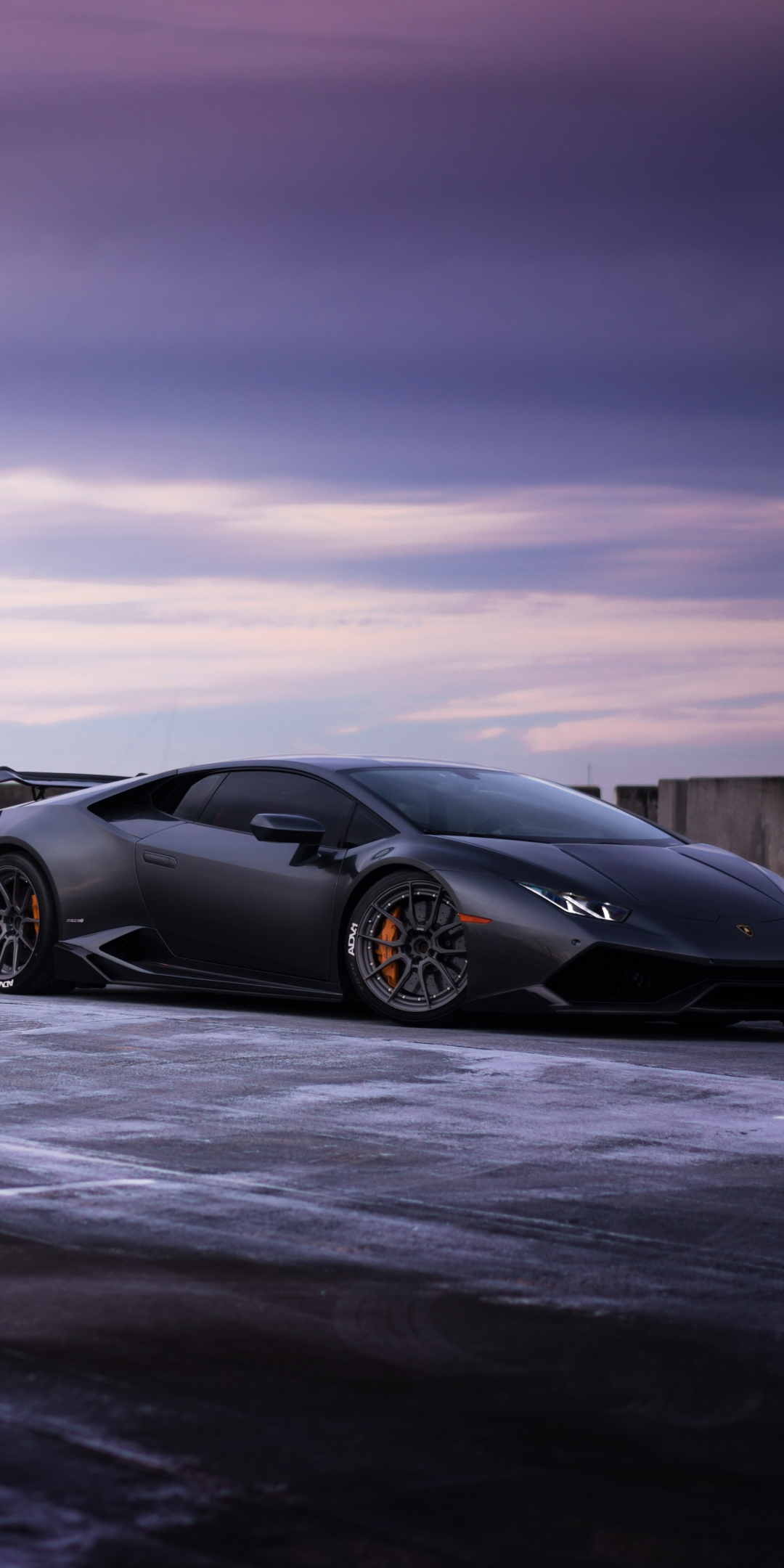 Black, sports ca, Lamborghini Huracan, 1080x2160 wallpaper