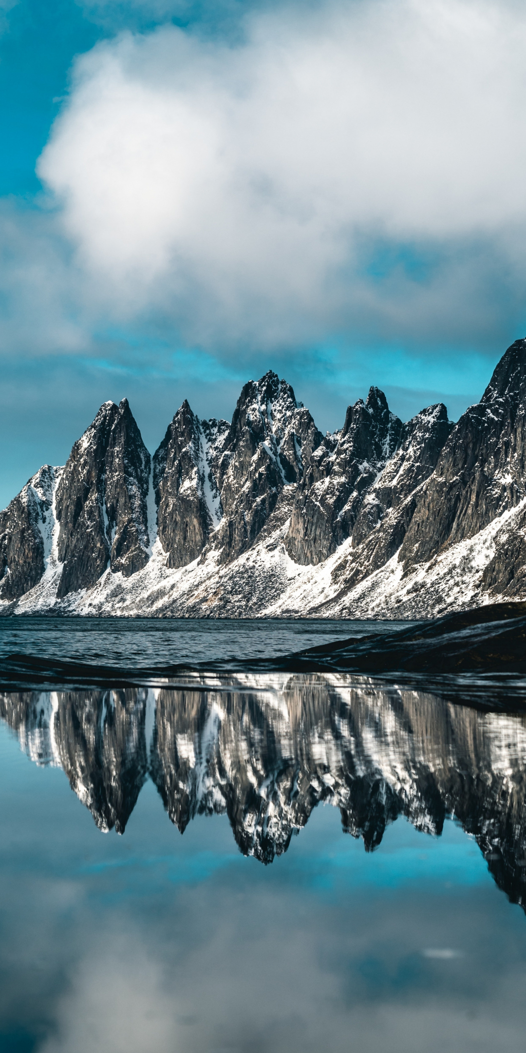 Reflections, mountains, coast, nature, 1080x2160 wallpaper