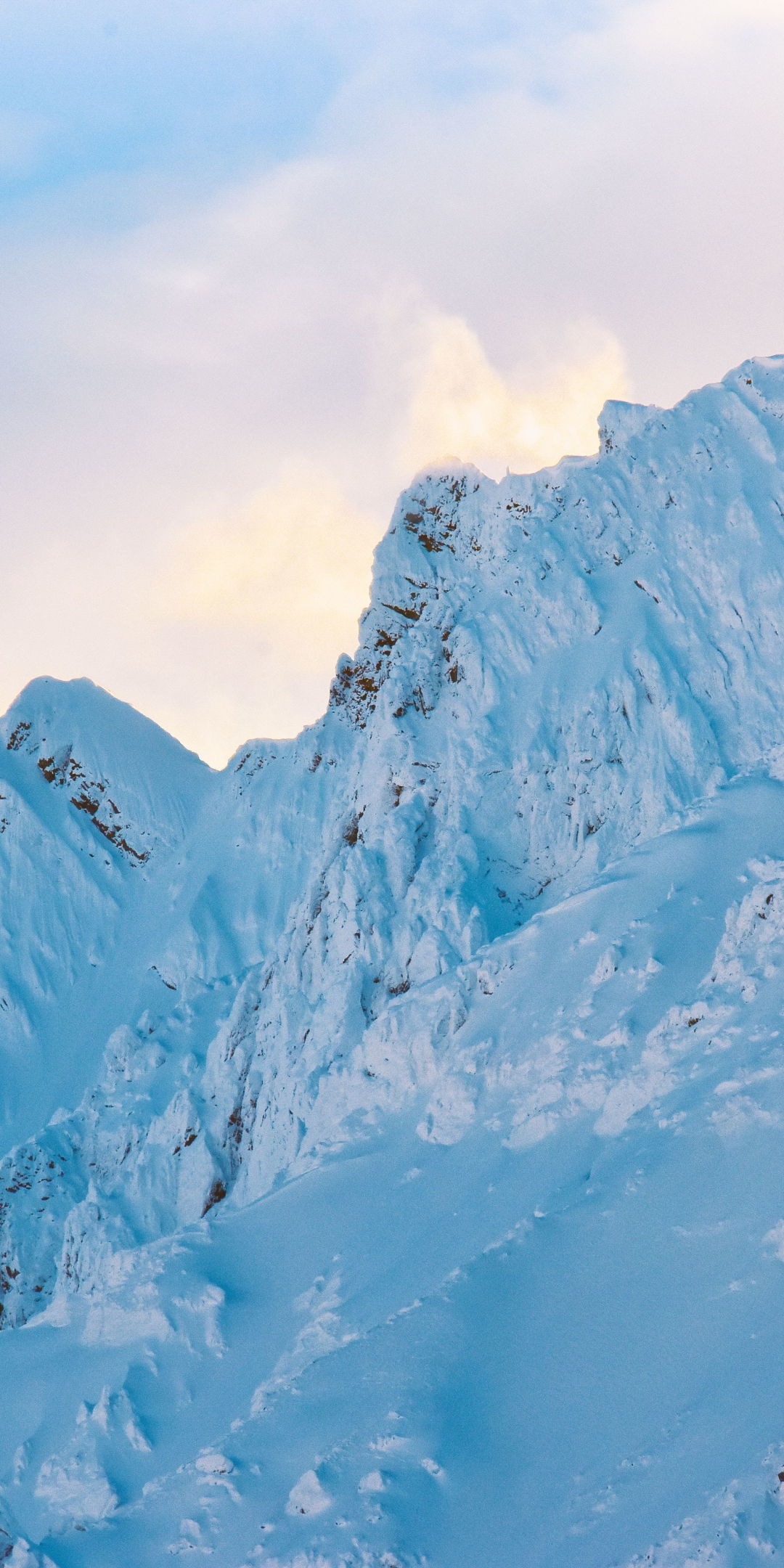 Glacier, mountain, snowy peaks, nature, 1080x2160 wallpaper