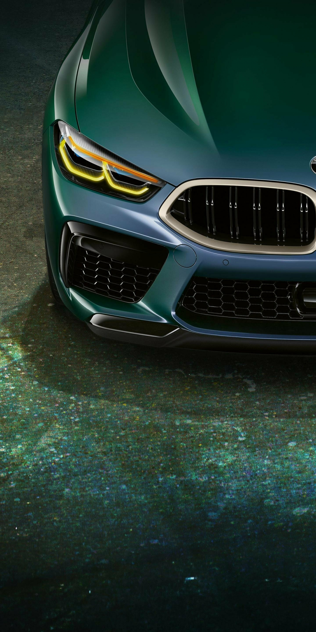 BMW M8, green and luxurious car, 1080x2160 wallpaper