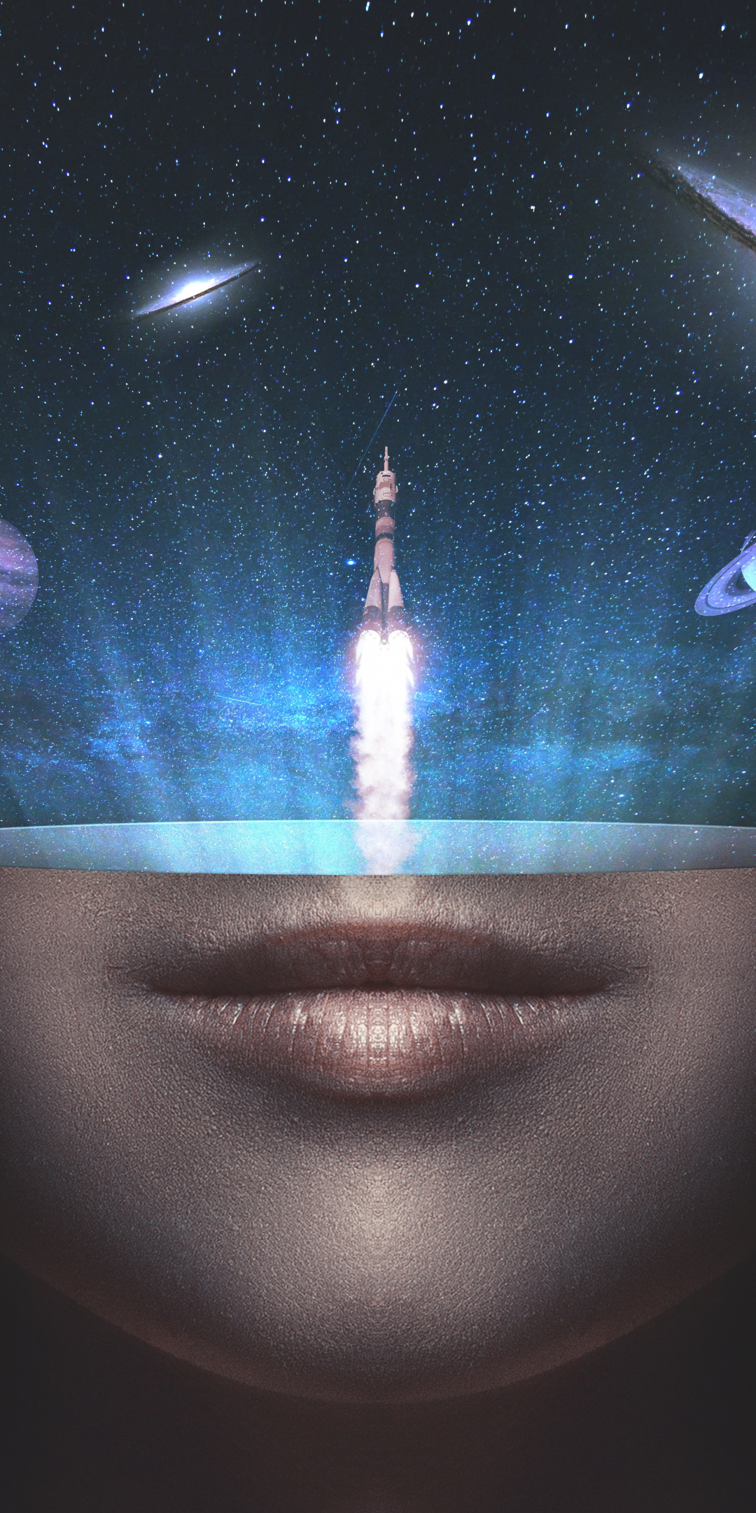 Universe exploration, space, planet, fantasy, face, 1080x2160 wallpaper