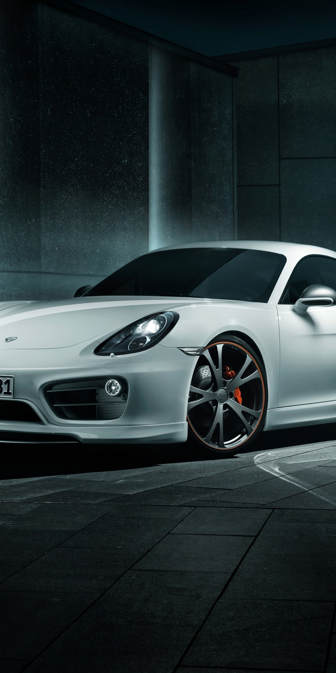 Porsche Cayman, white sports car, 1080x2160 wallpaper
