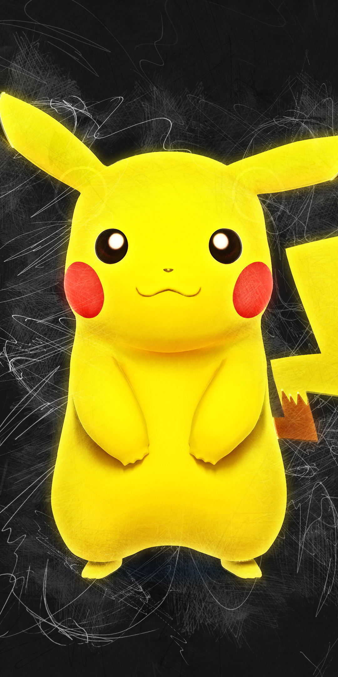 Pikachu, Pokémon, artwork, anime, 1080x2160 wallpaper