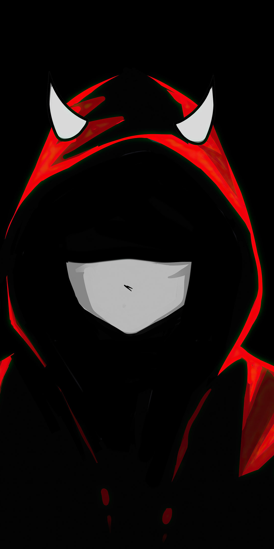 Devil boy in mask, red hoodie, dark, 1080x2160 wallpaper