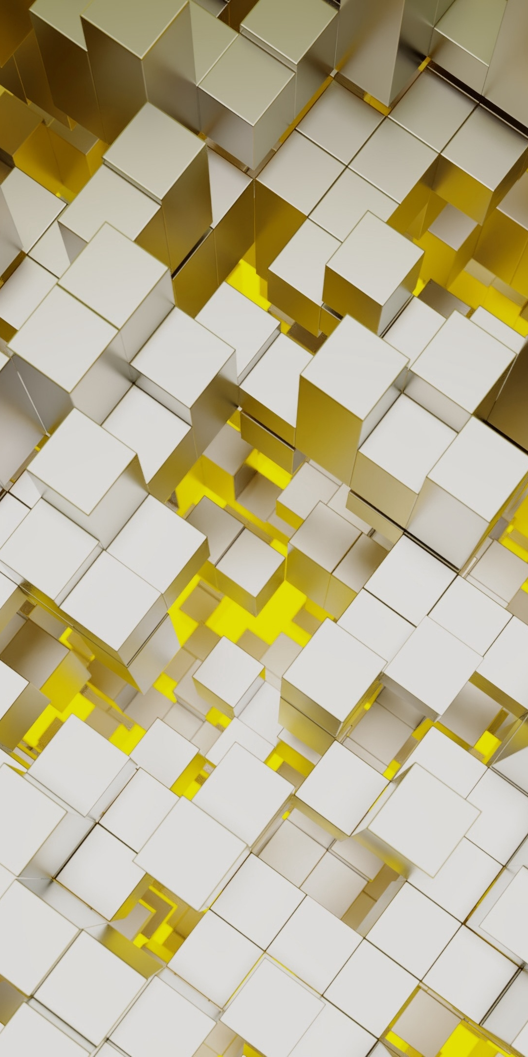 Structure, cubes, yellow-silver bars, abstract, 1080x2160 wallpaper