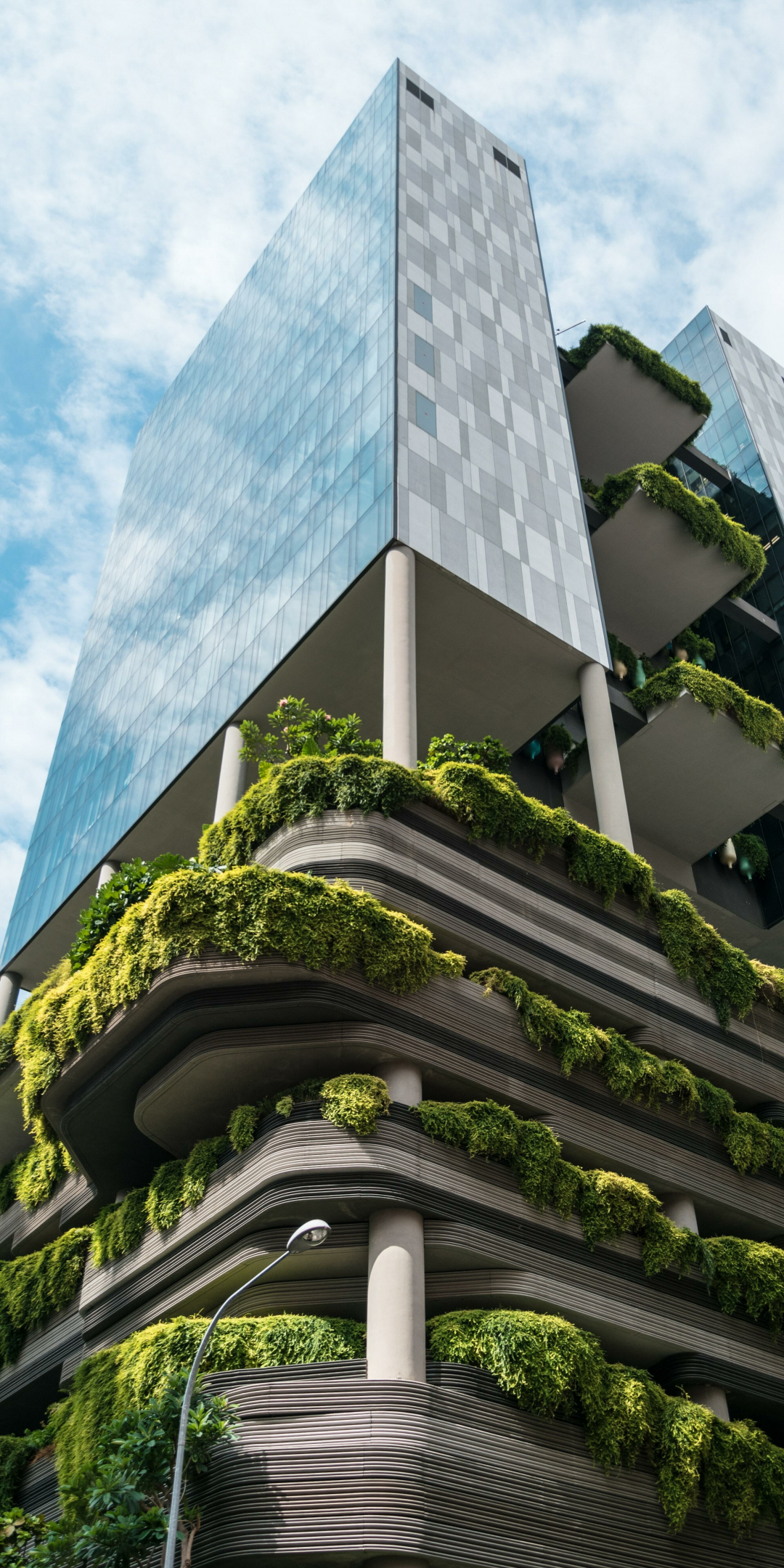 Modern & eco-friendly architecture, buildings with plants, 1080x2160 wallpaper