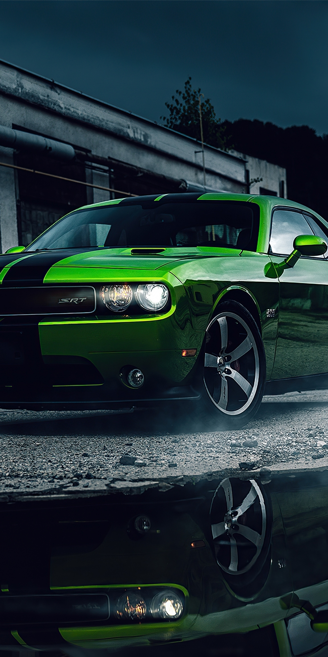 Green Dodge Challenger, muscle car, 2020, 1080x2160 wallpaper