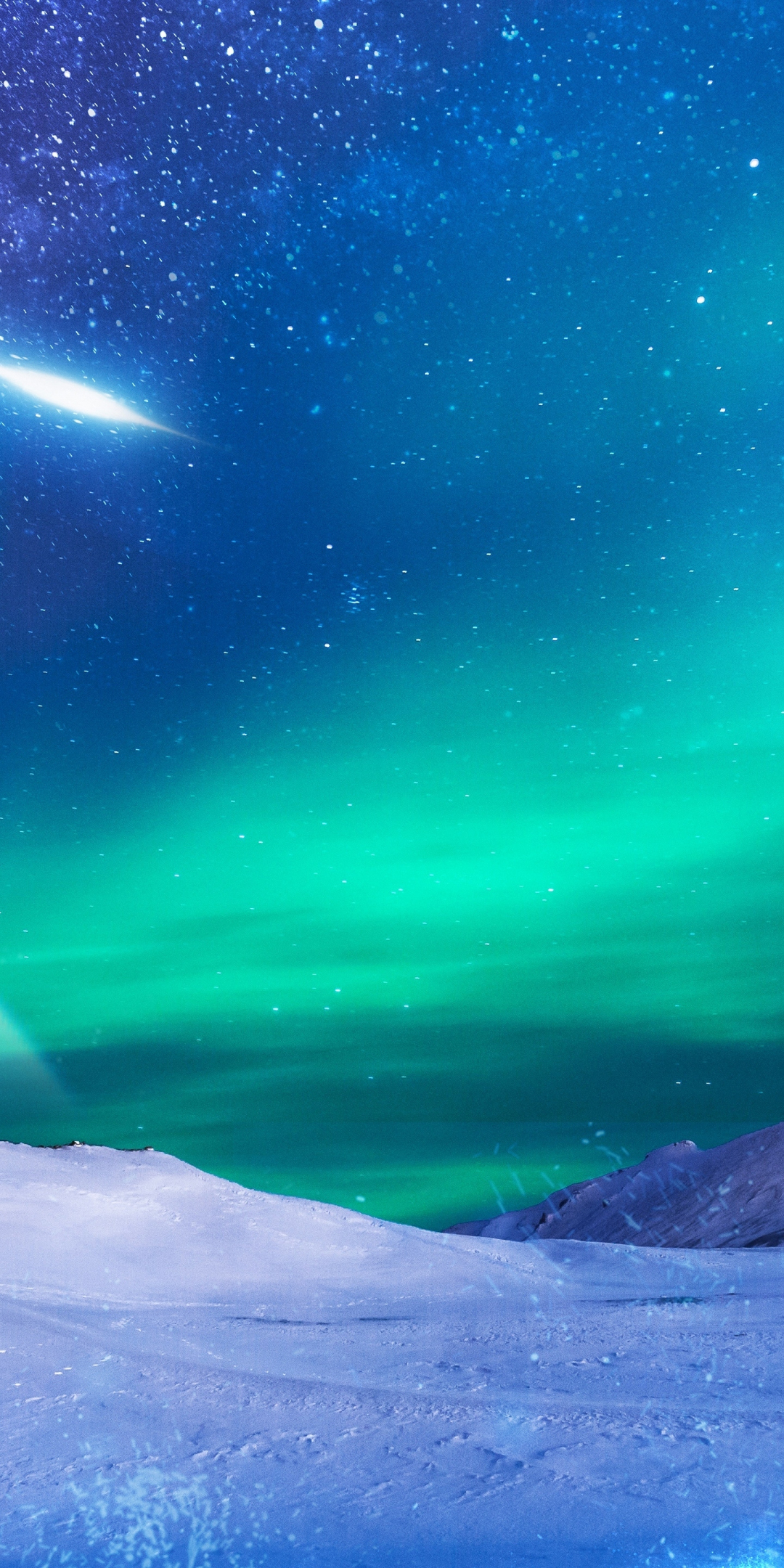 Frozen lands, sky, Northen Lights, 1080x2160 wallpaper