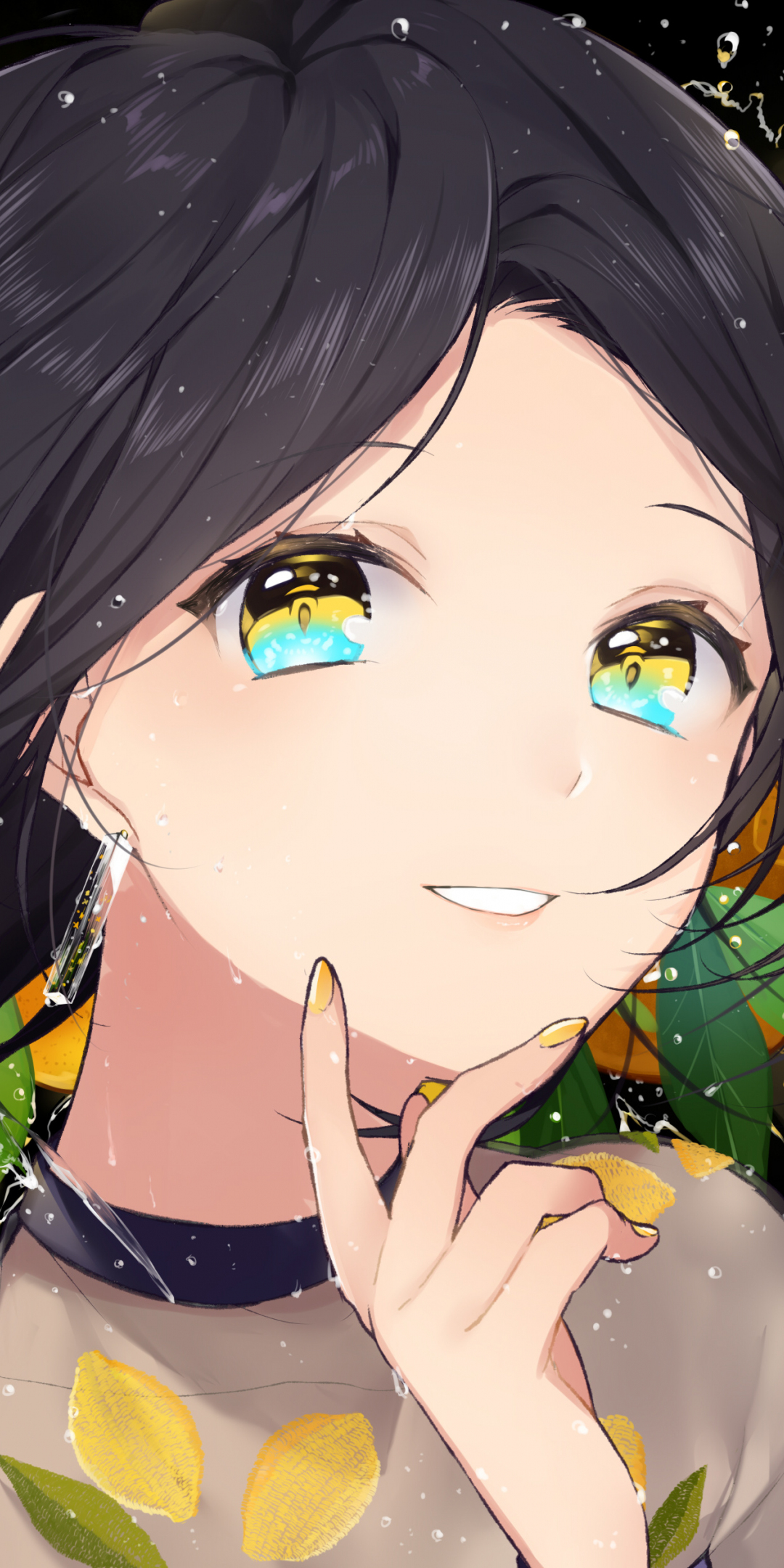 Cute, anime girl, happy, 1080x2160 wallpaper