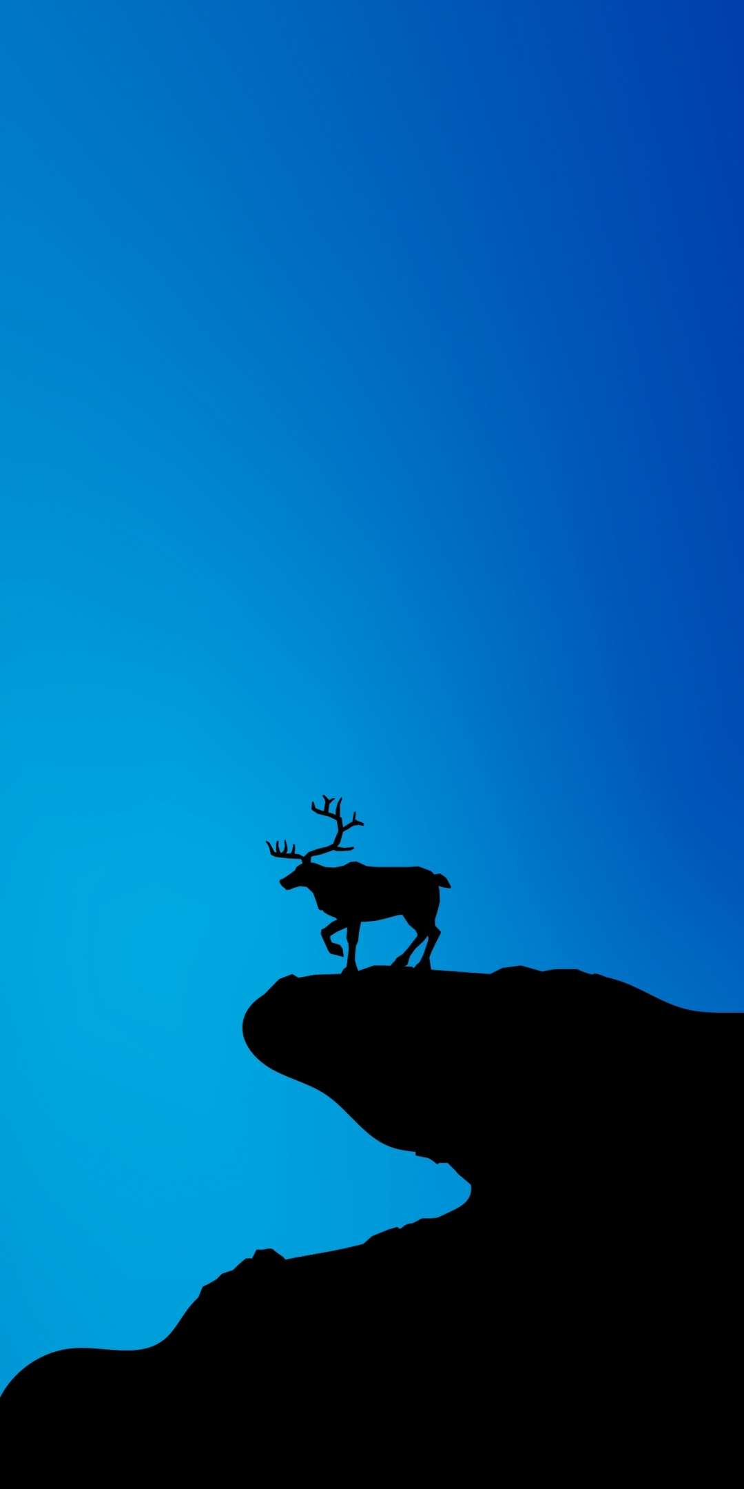 Reindeer, blue and silhouette, minimal, 1080x2160 wallpaper